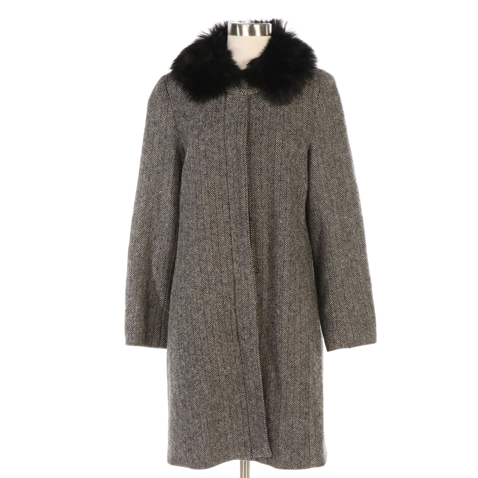 Banana Republic Shearling Collar Coat in Herringbone