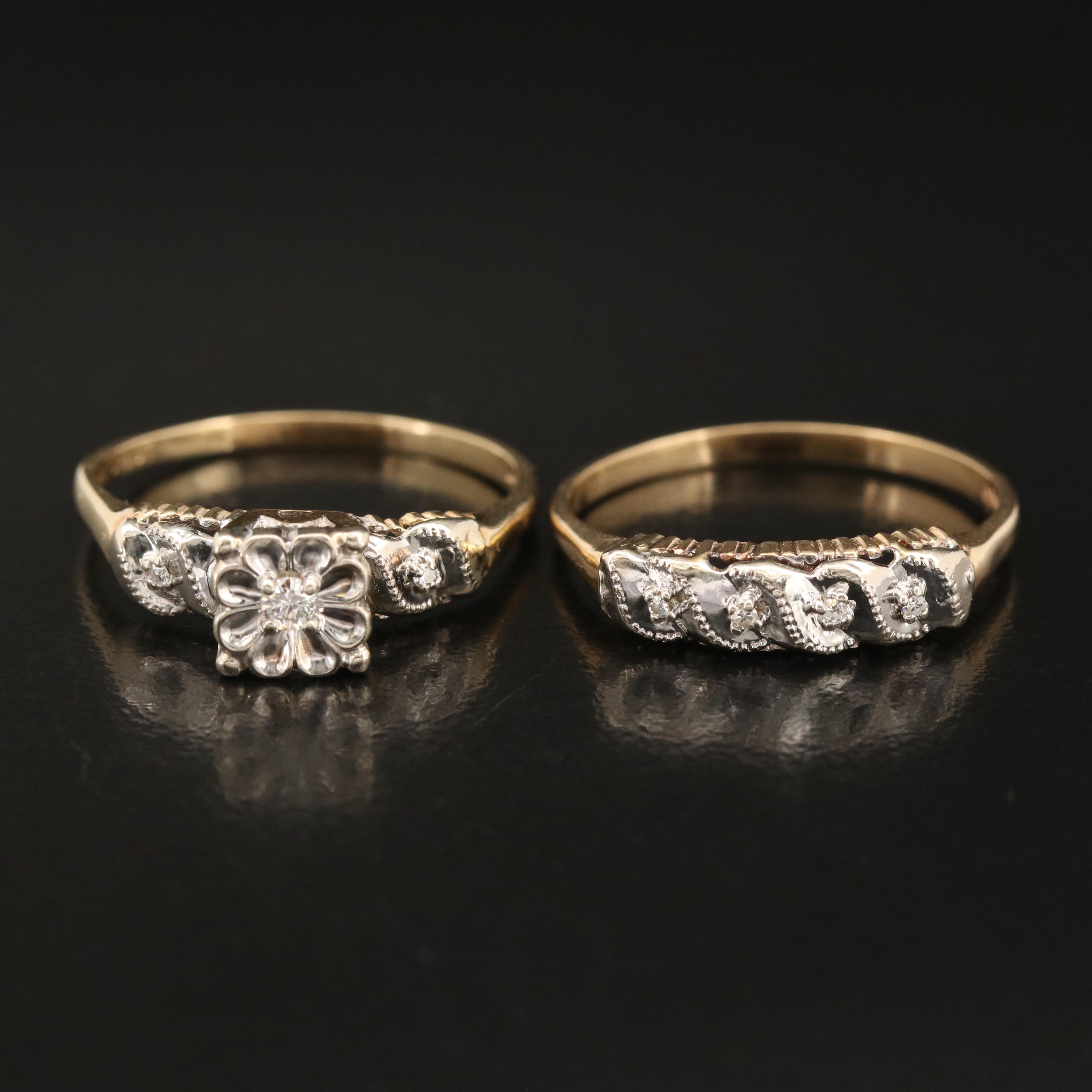 14K 0.09 CTW Diamond Ring and Band