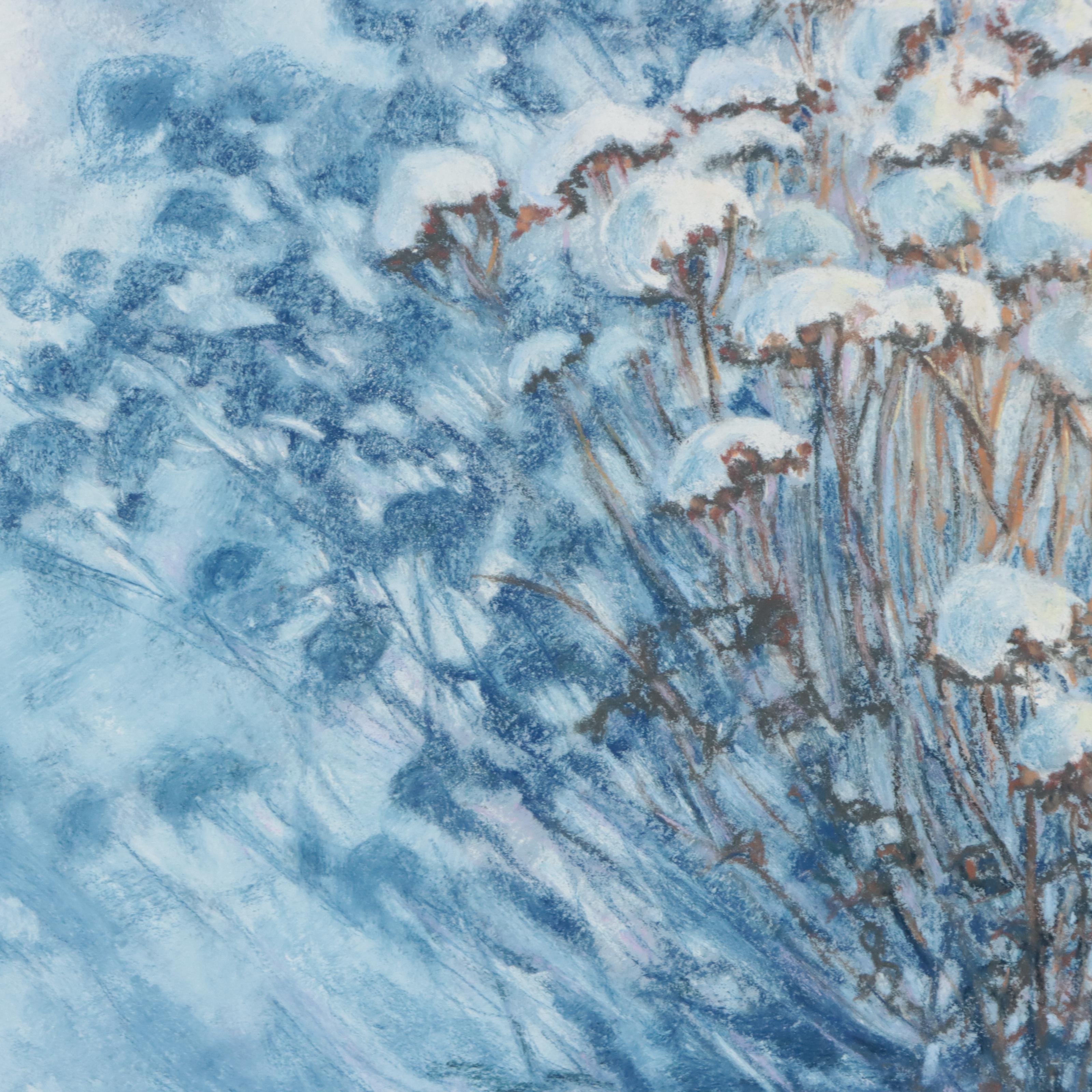 Carol M. Hershey Landscape Pastel Drawing "Setown in Winter," Late 20th Century