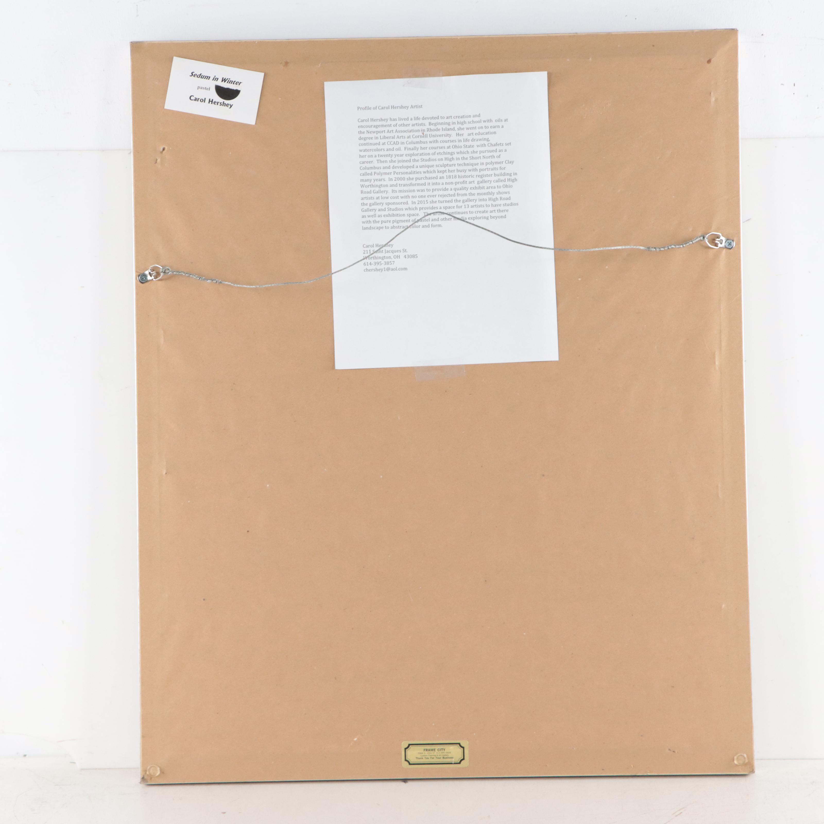 Carol M. Hershey Landscape Pastel Drawing "Setown in Winter," Late 20th Century