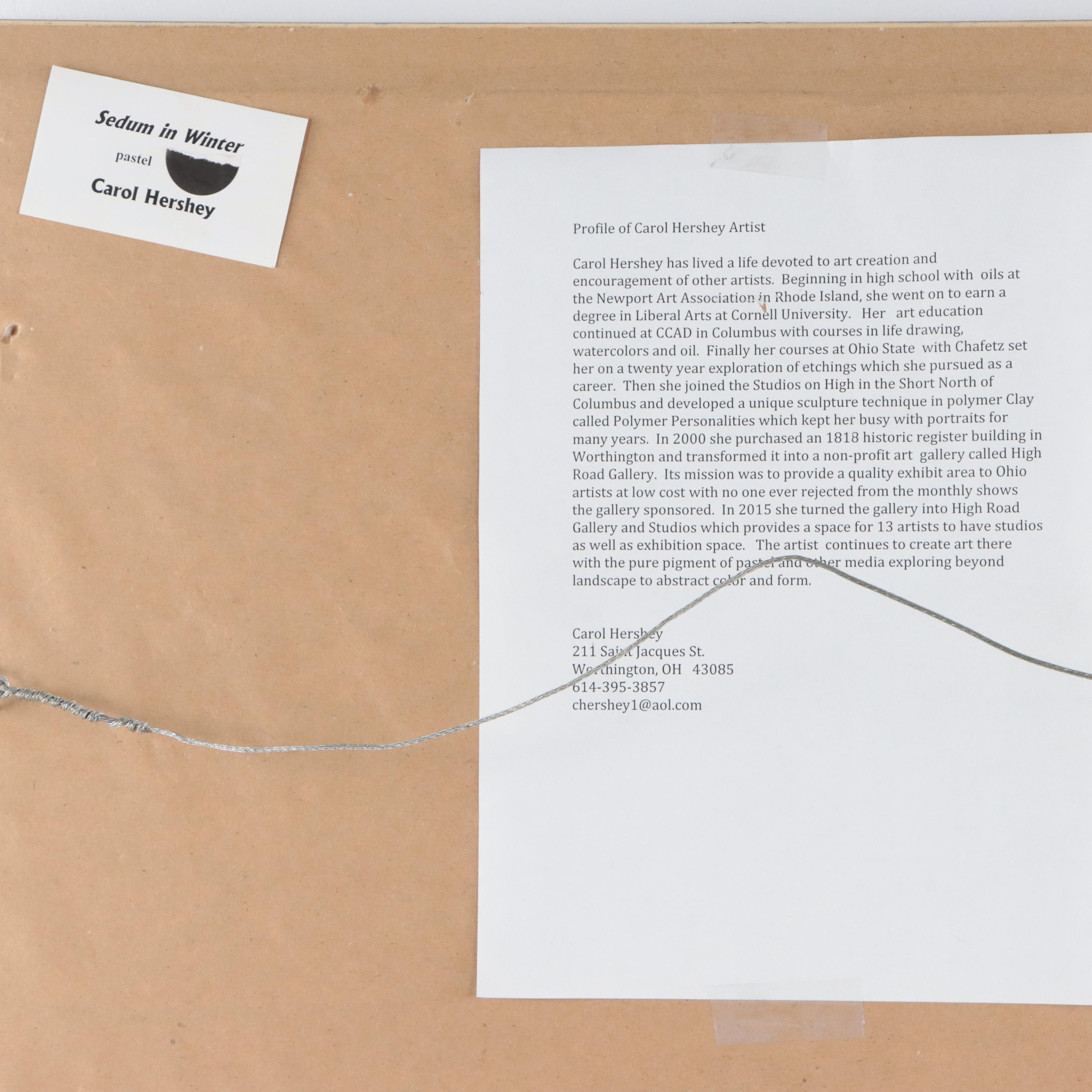 Carol M. Hershey Landscape Pastel Drawing "Setown in Winter," Late 20th Century