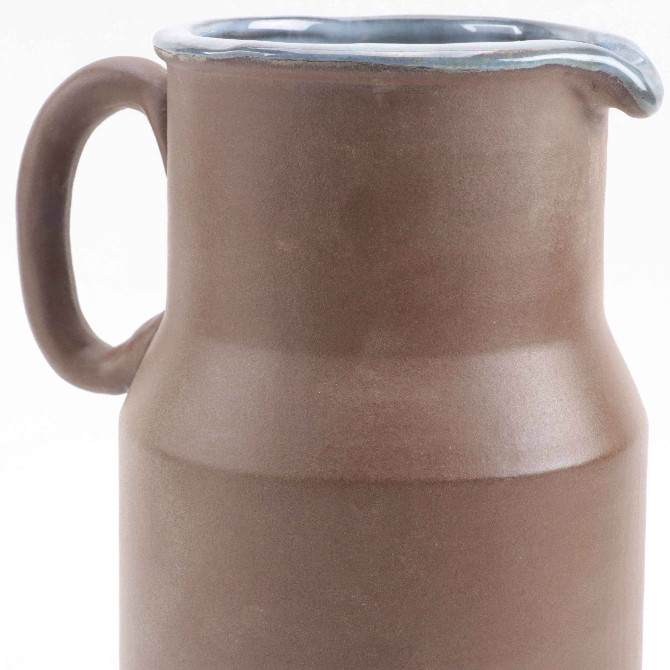 Mid Century Modern Style Stoneware Pitcher, Mid to Late 20th Century