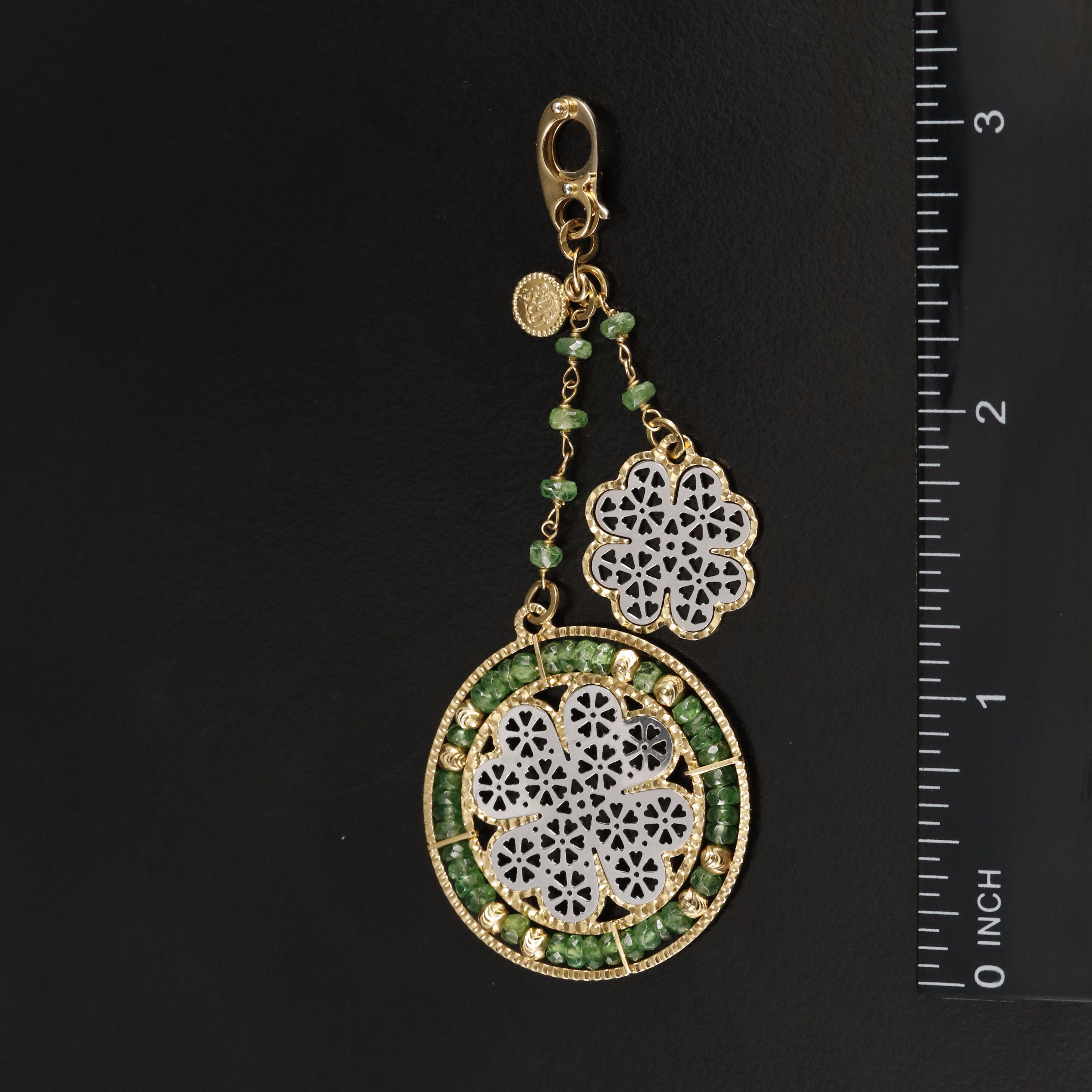 18K Tsavorite Garnet Clover Enhancer Pendant