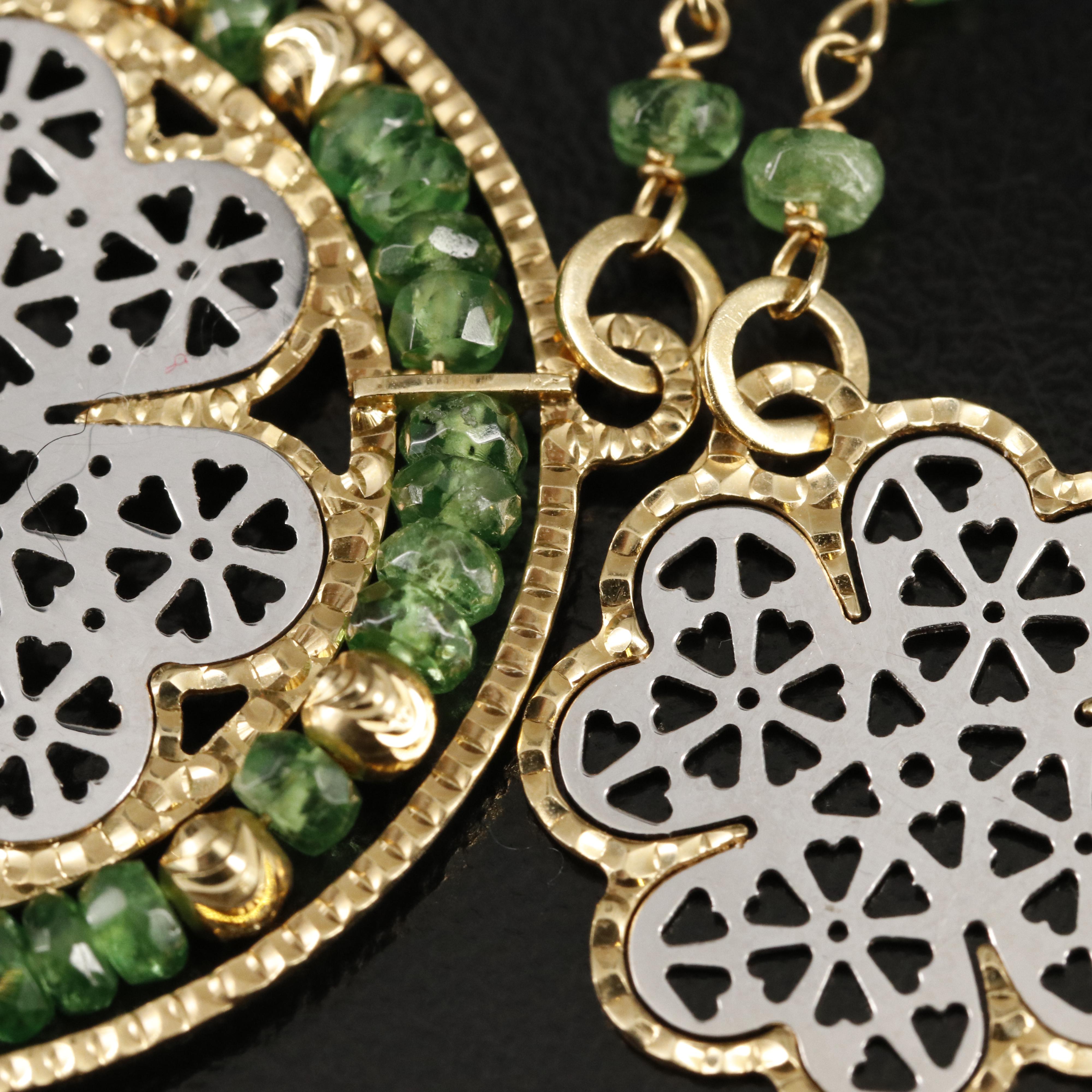 18K Tsavorite Garnet Clover Enhancer Pendant