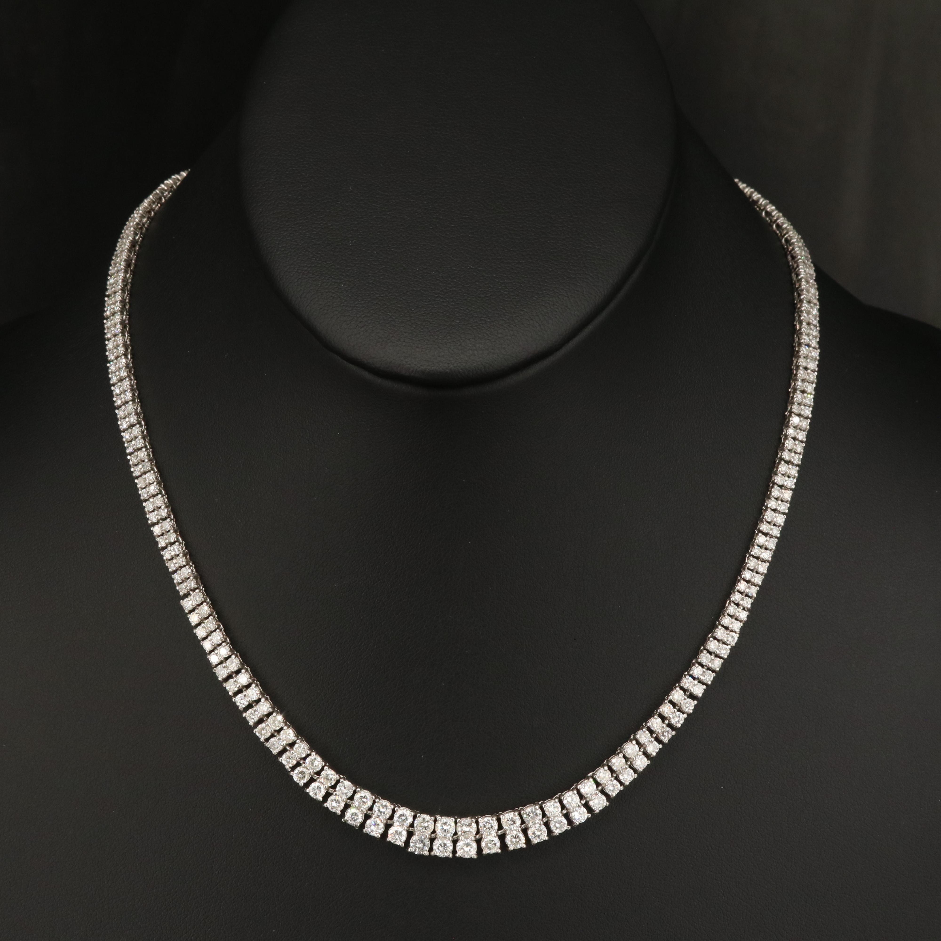 Platinum 10.00 CTW Diamond Graduated Double Row Necklace