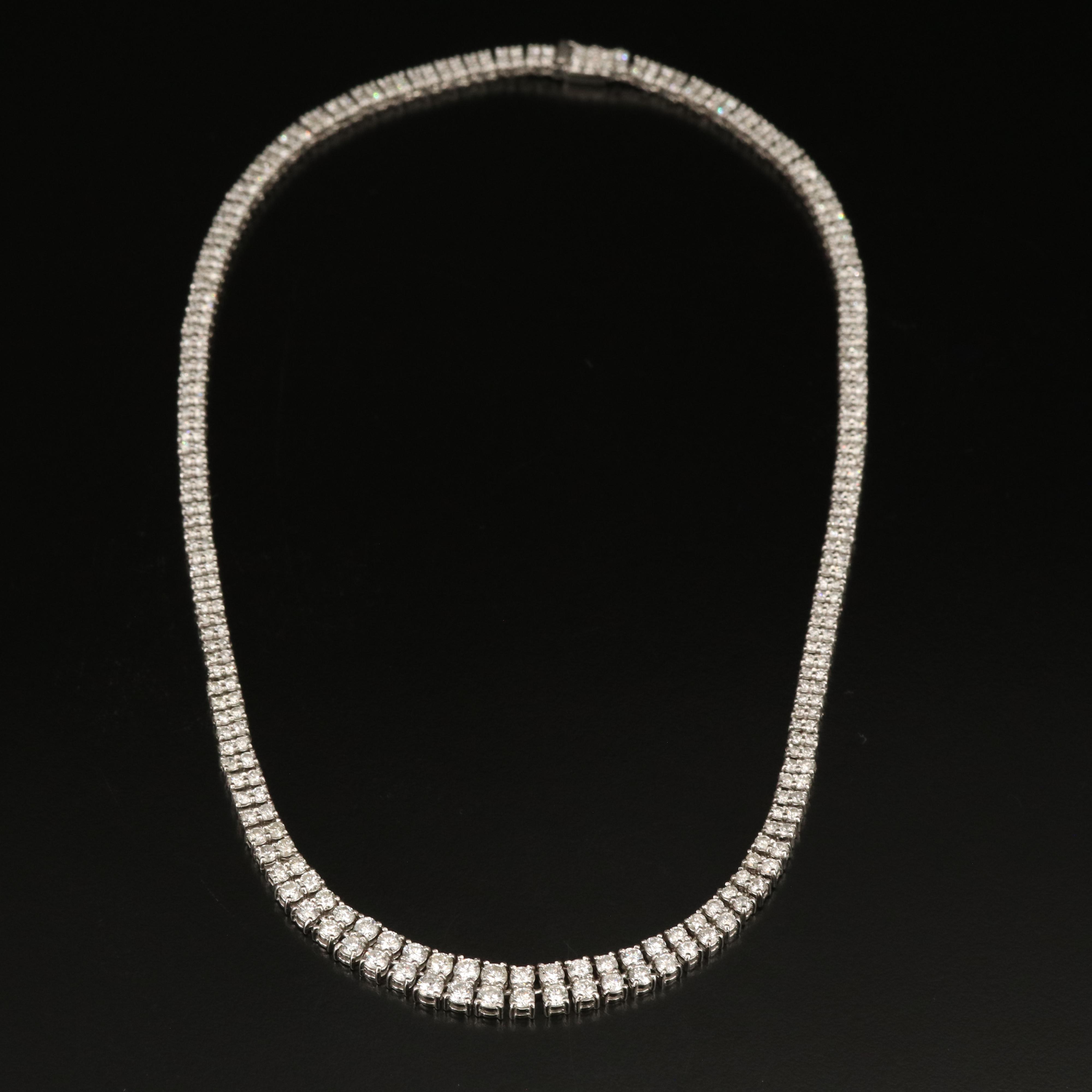 Platinum 10.00 CTW Diamond Graduated Double Row Necklace