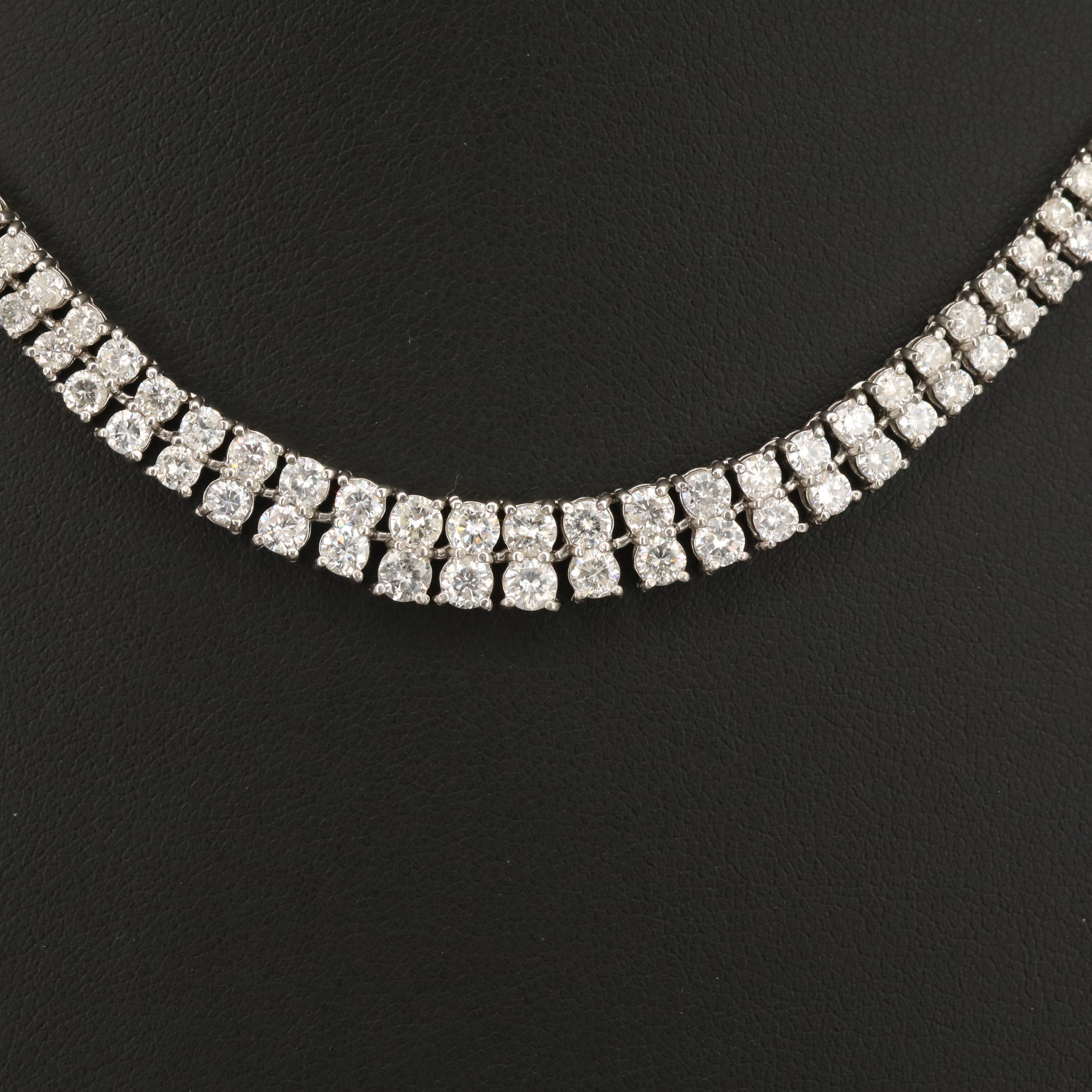 Platinum 10.00 CTW Diamond Graduated Double Row Necklace