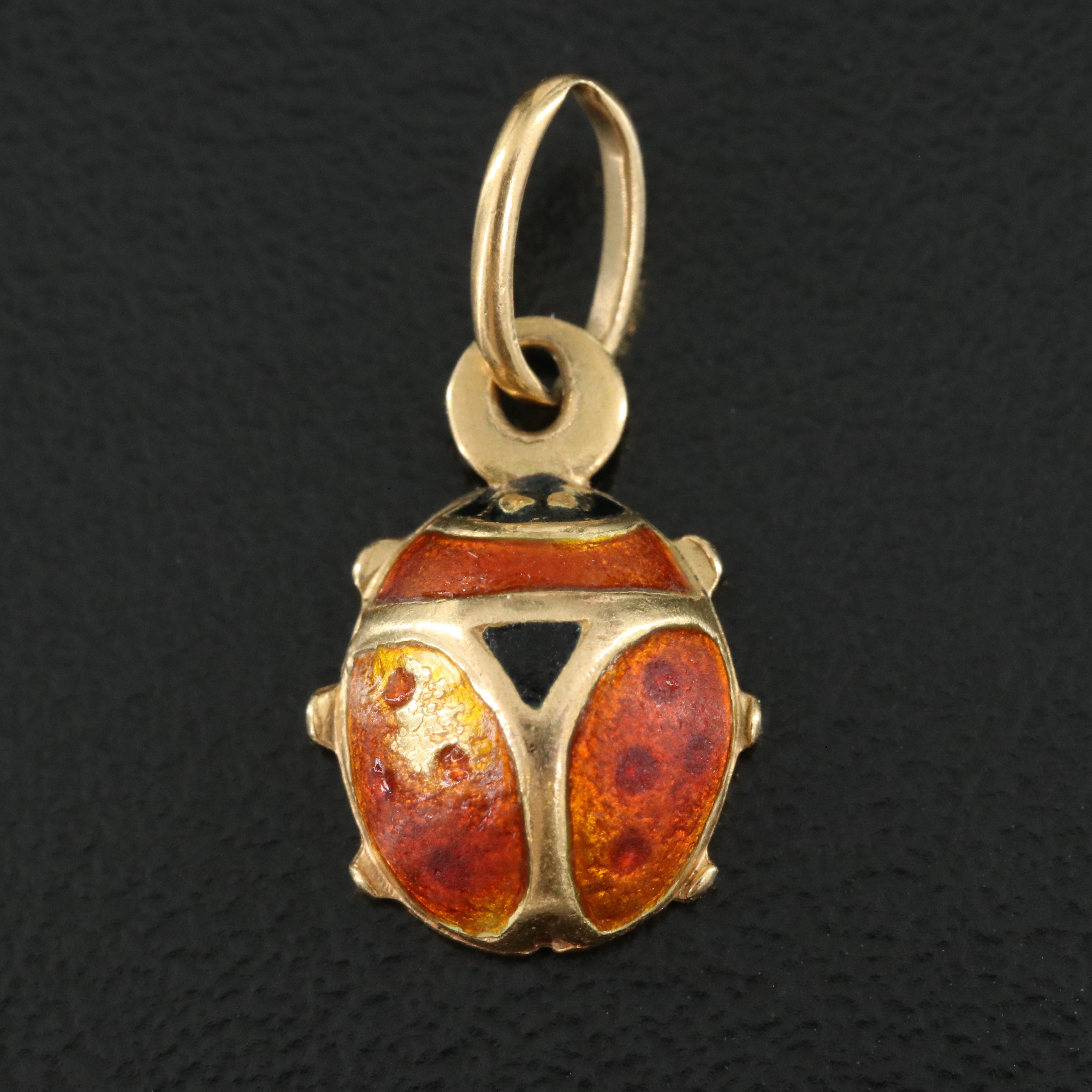 Italian 18K Enamel Ladybug Pendant
