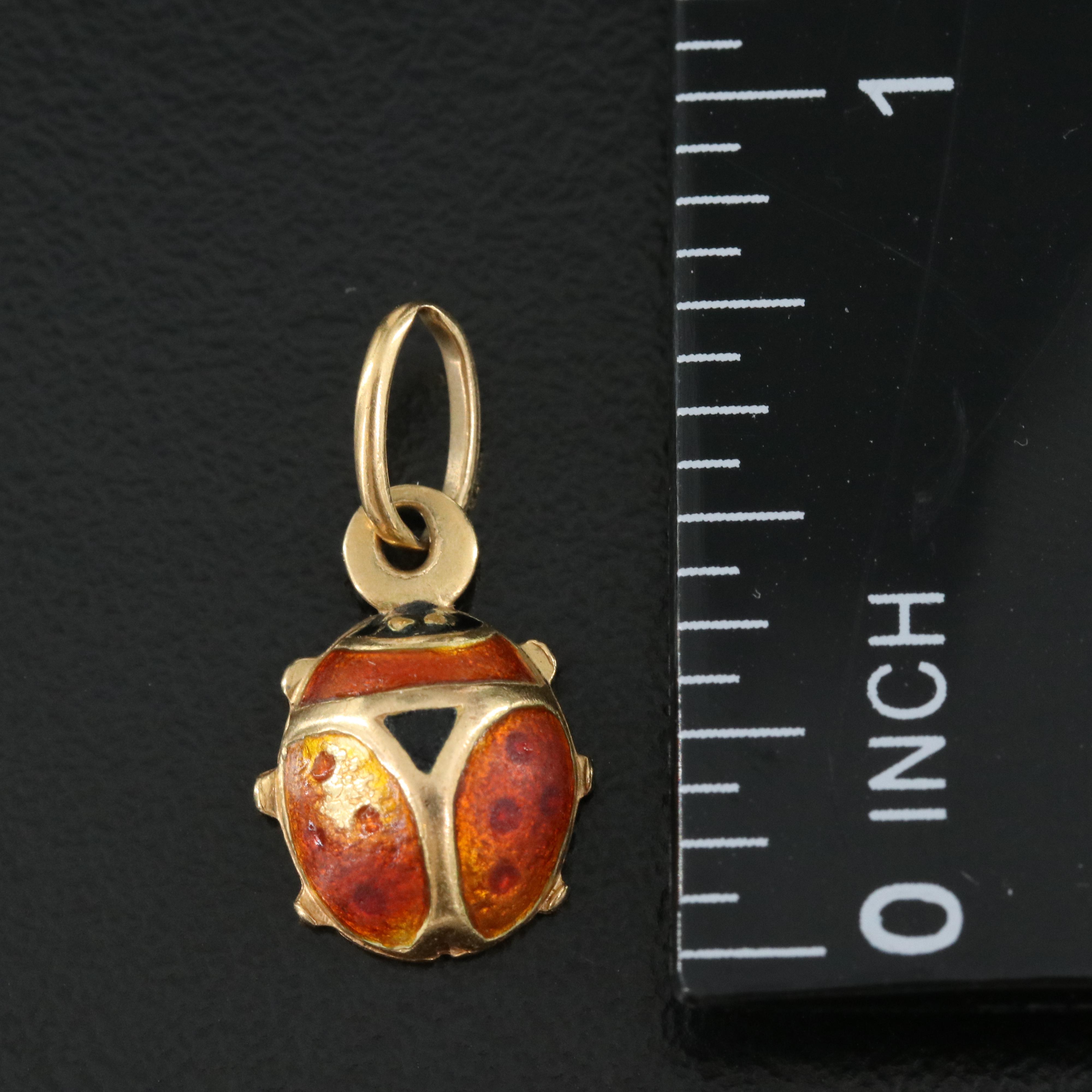 Italian 18K Enamel Ladybug Pendant