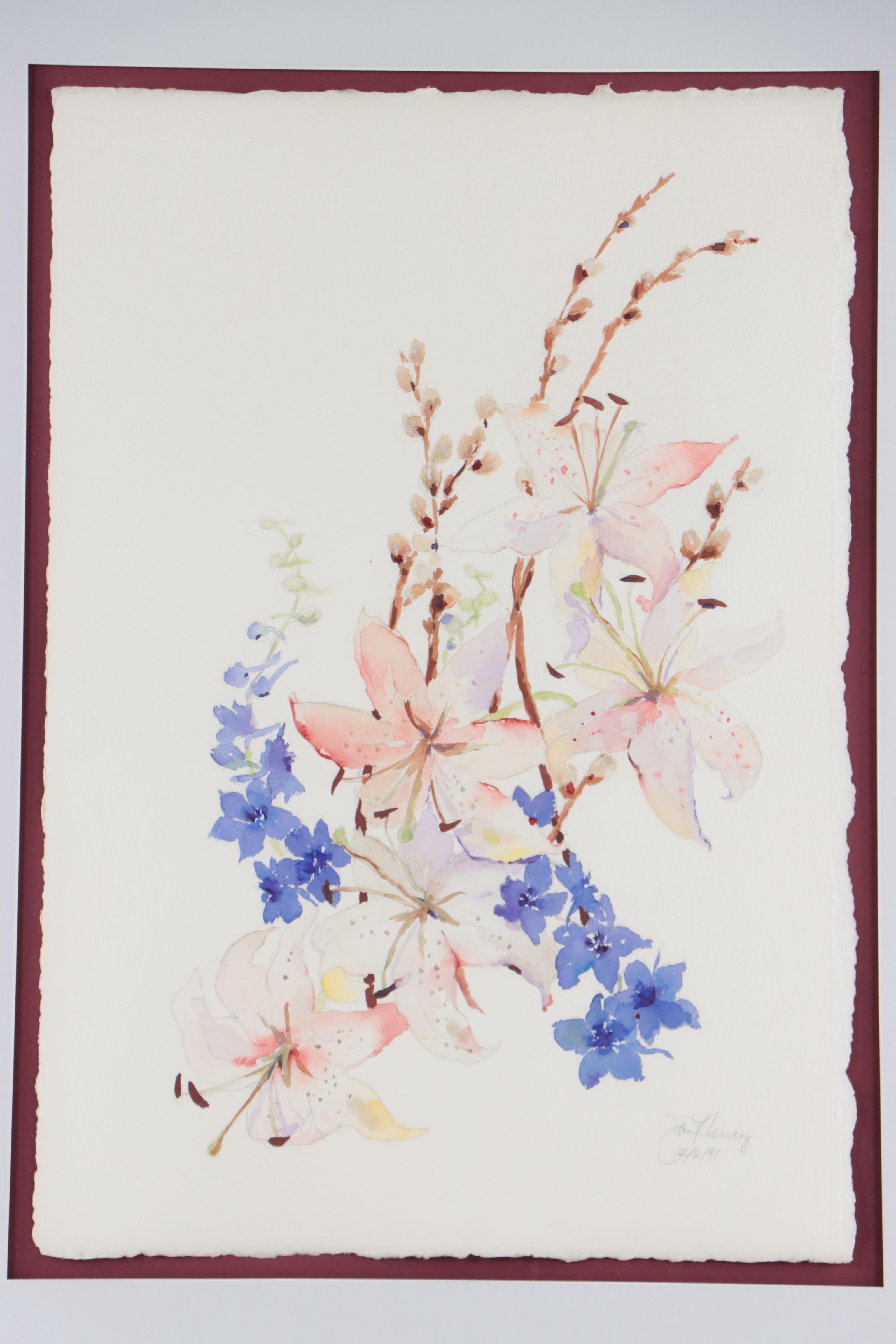 Dan Harvey Watercolor Painting of Stargazers, 1991