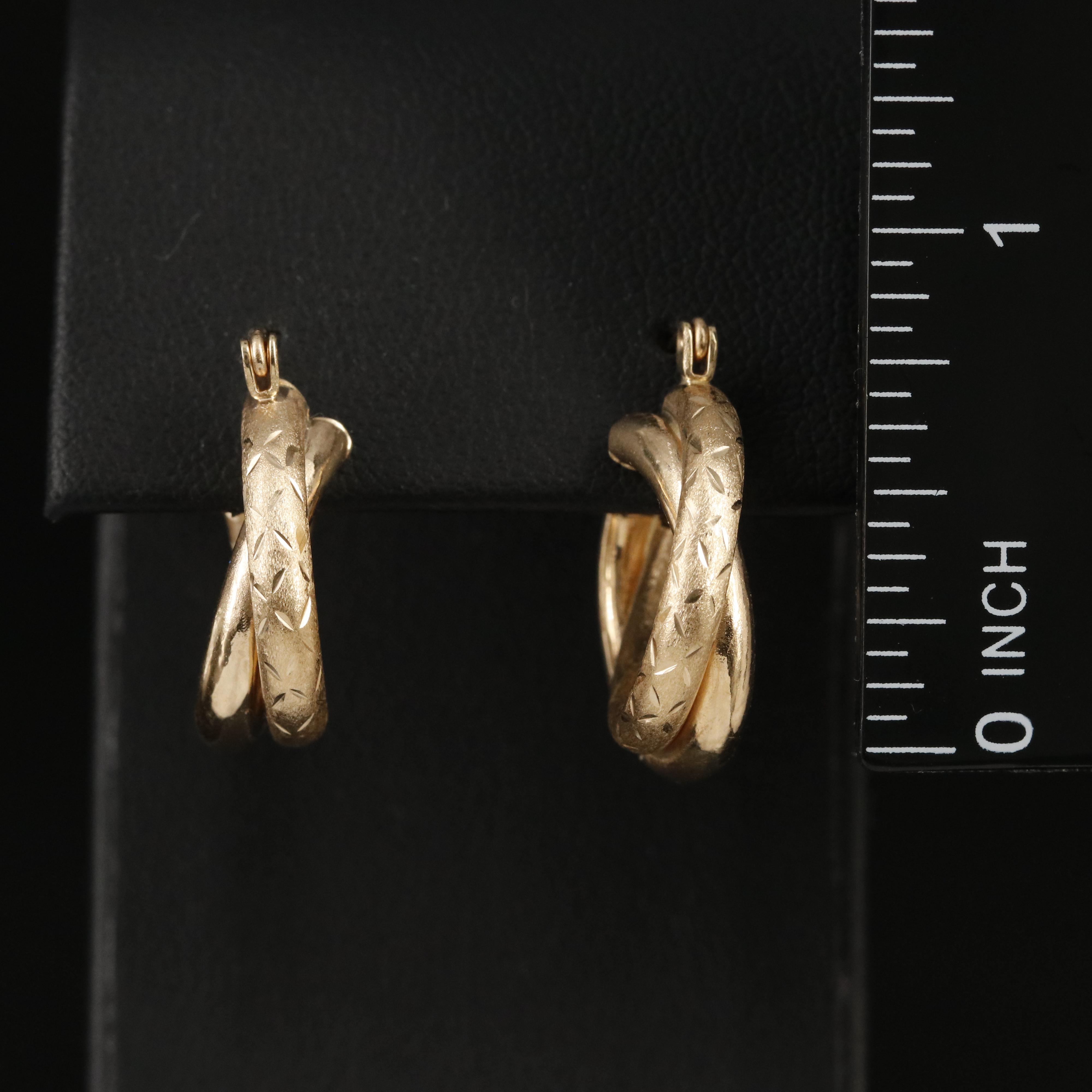 14K Crossover Hoop Earrings