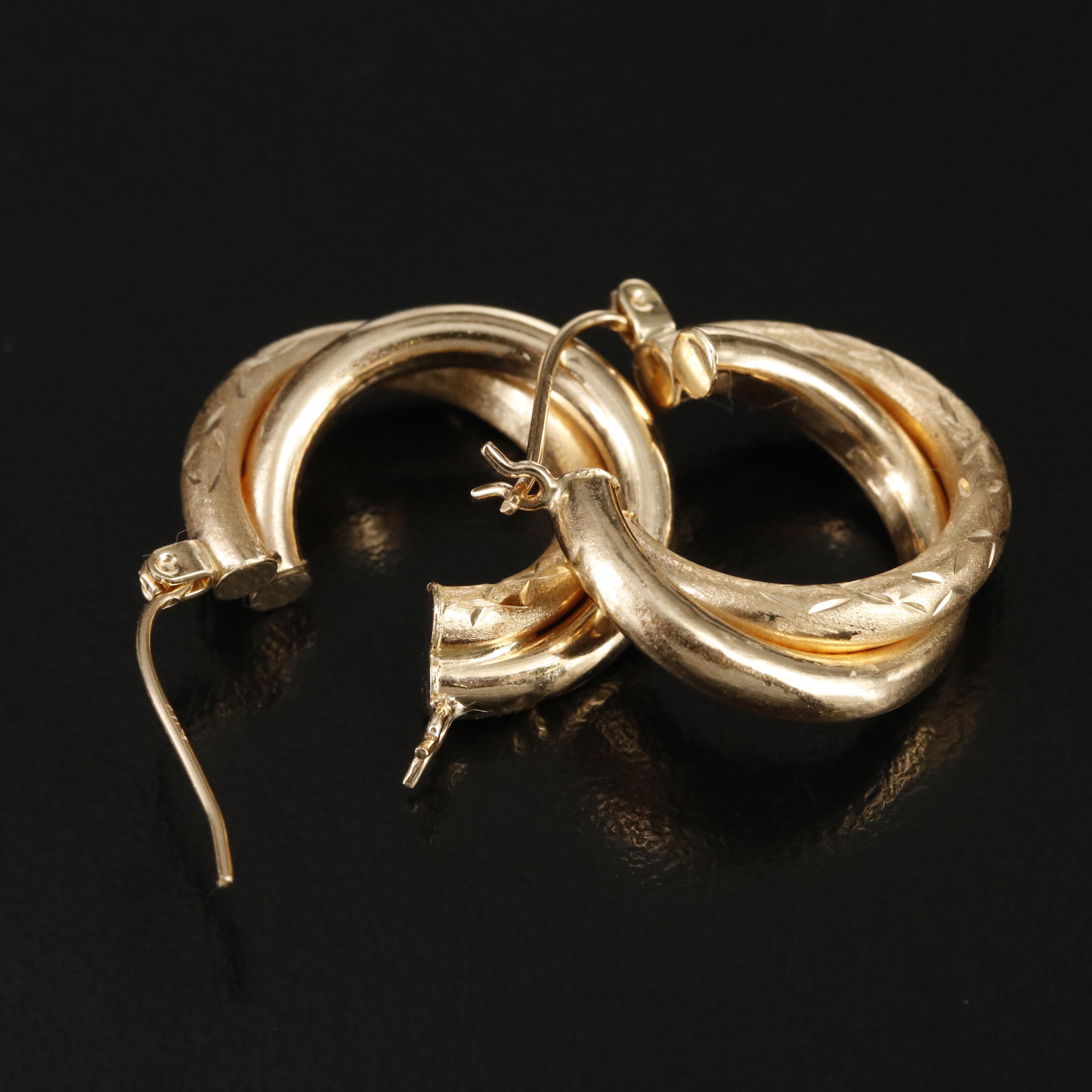14K Crossover Hoop Earrings