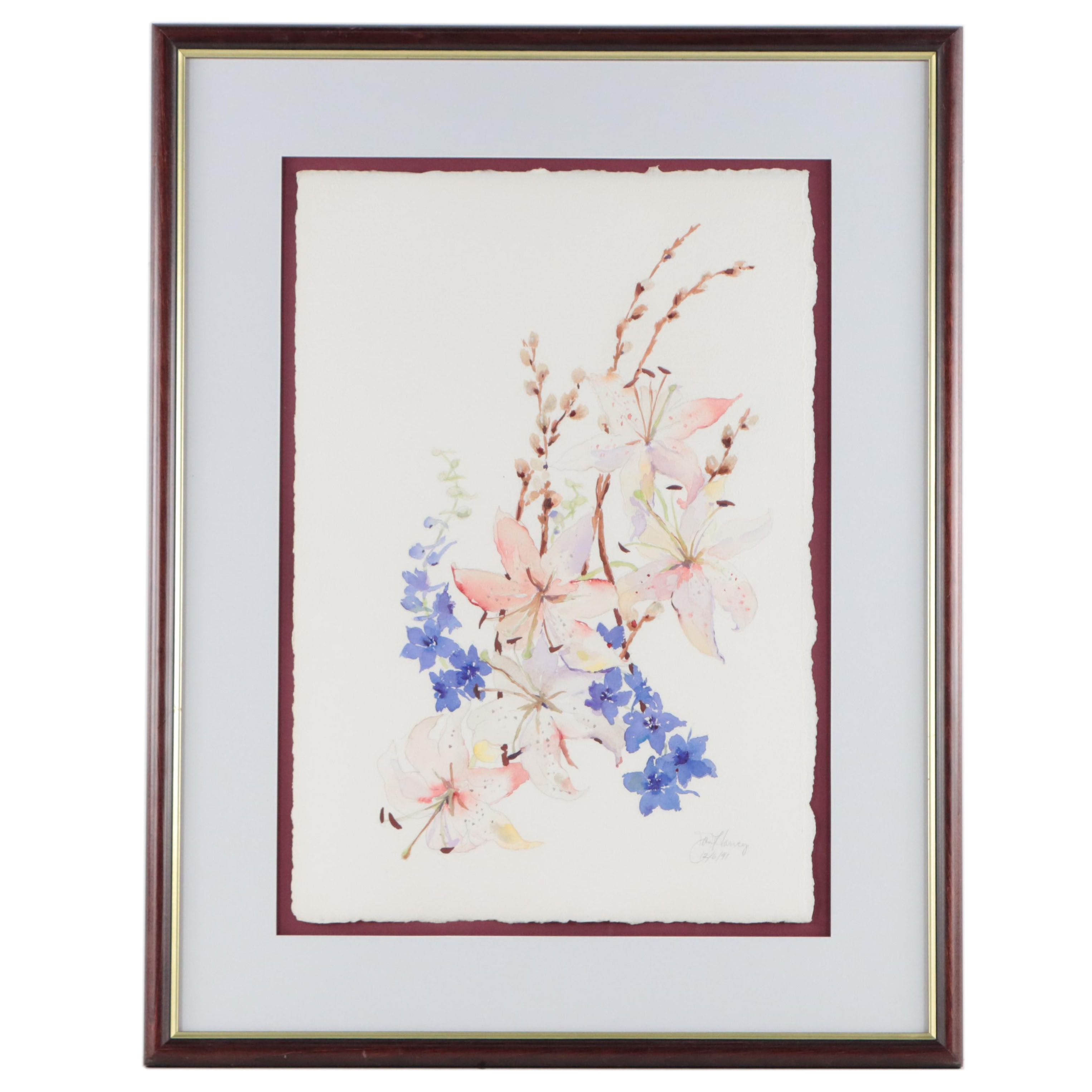 Dan Harvey Watercolor Painting of Stargazers, 1991