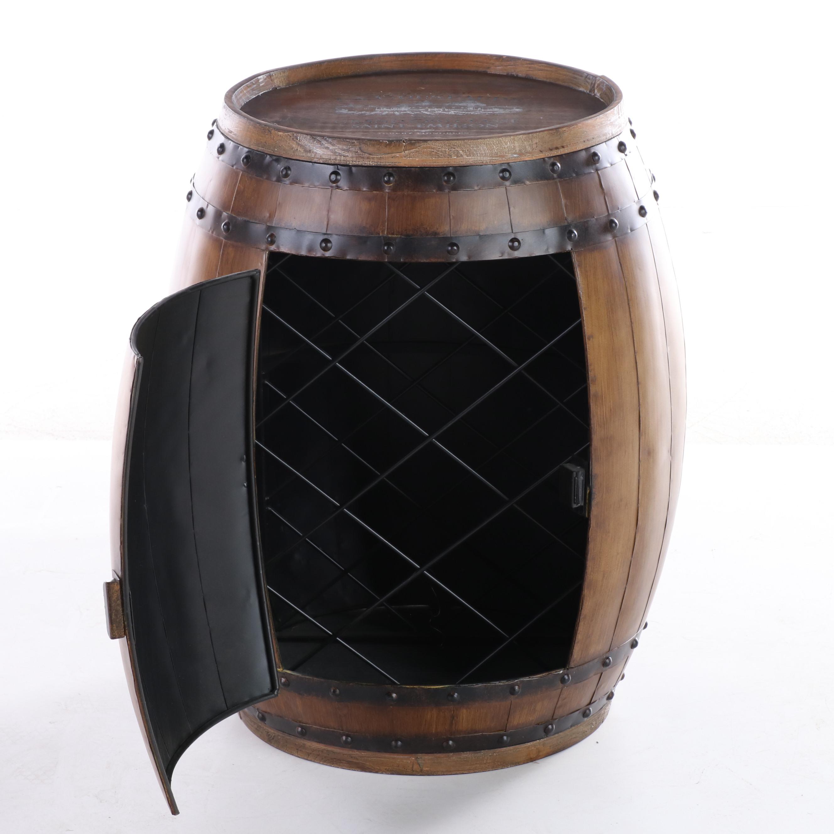 "Chateau La Couspaude" Wood and Faux-Bois Barrel-Form Wine Cabinet