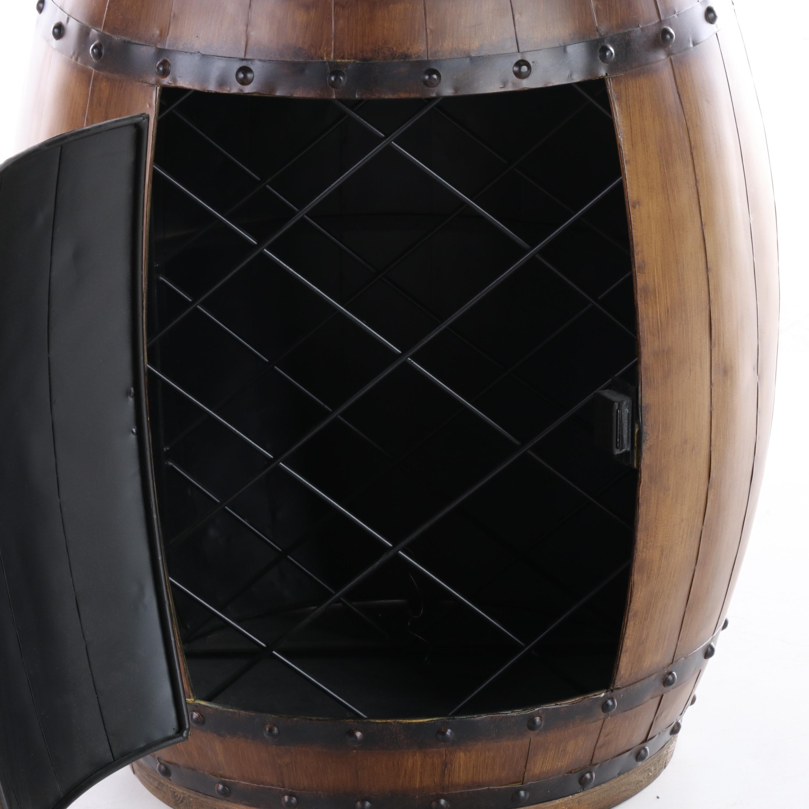 "Chateau La Couspaude" Wood and Faux-Bois Barrel-Form Wine Cabinet