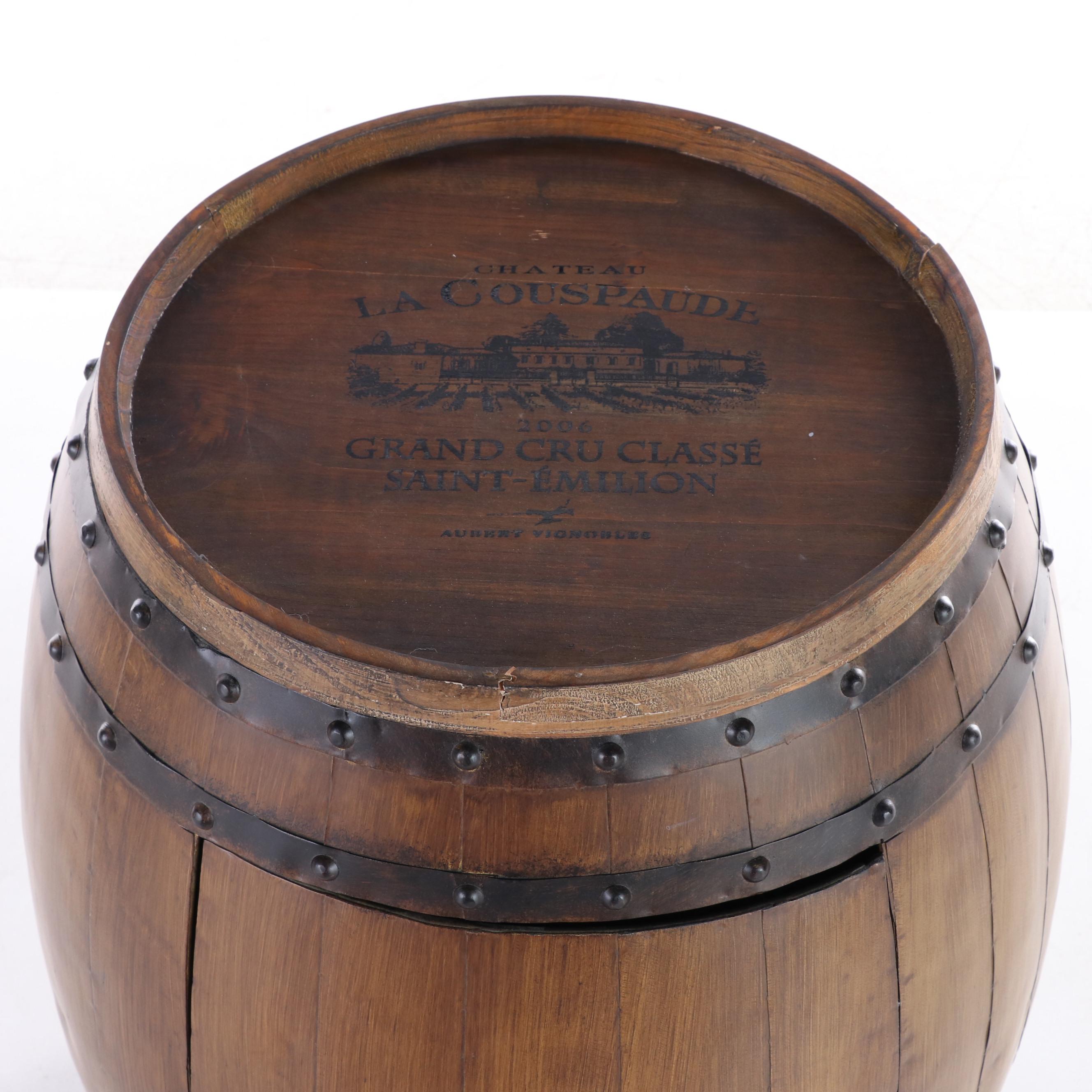 "Chateau La Couspaude" Wood and Faux-Bois Barrel-Form Wine Cabinet