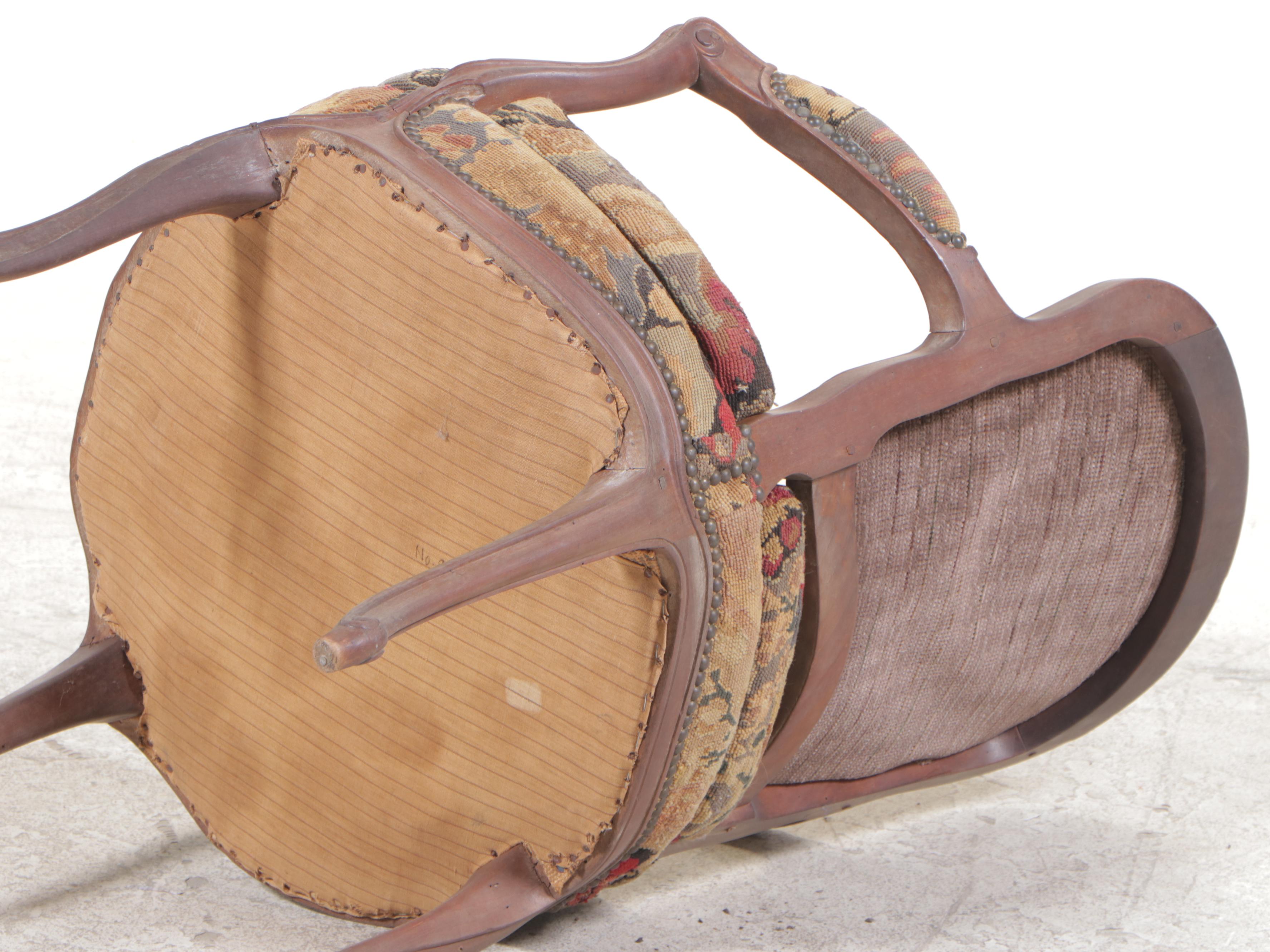 Four Louis XV Style Beech and Needlepoint Upholstered Fauteuils, 19th C