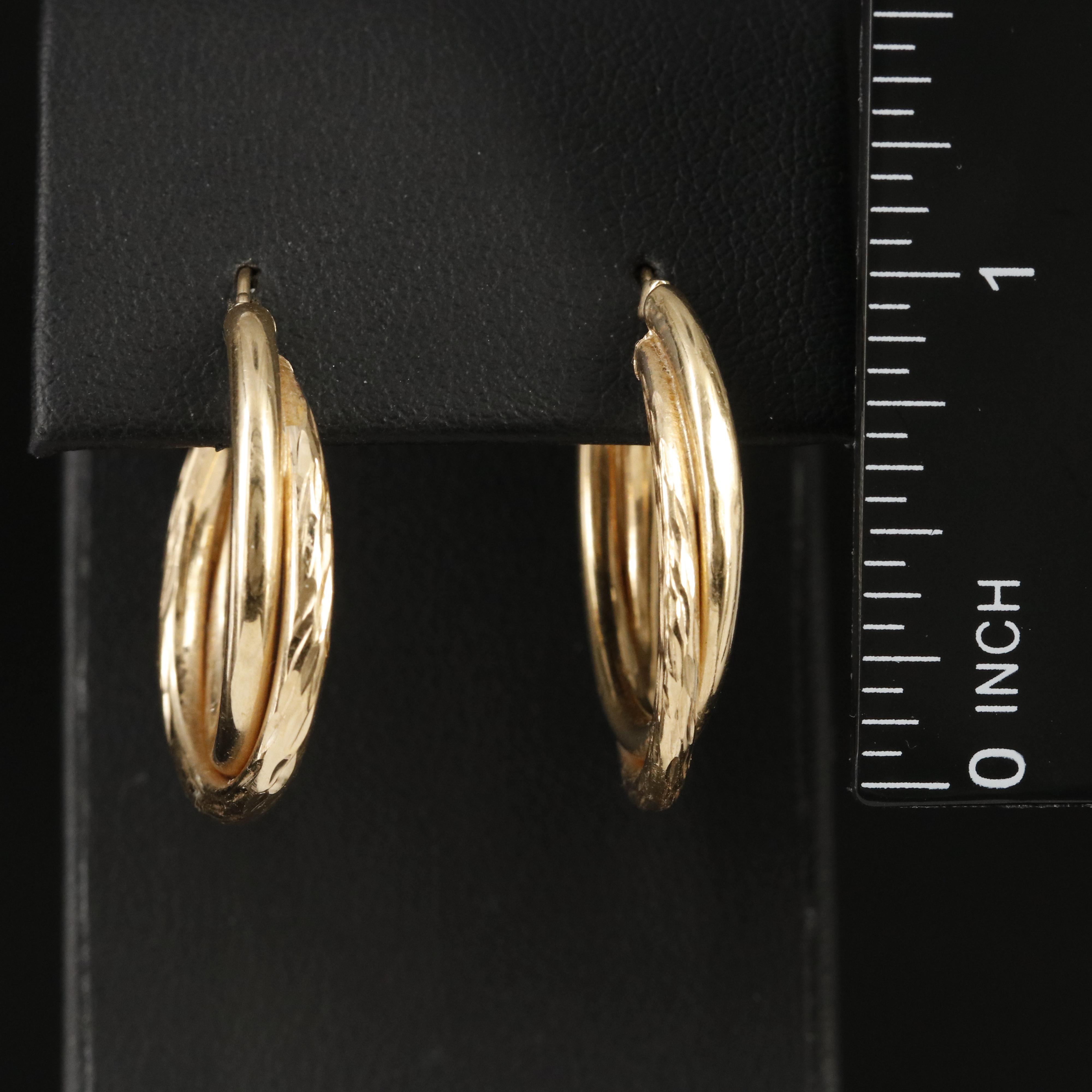 14K Crossover Double Hoop Earrings