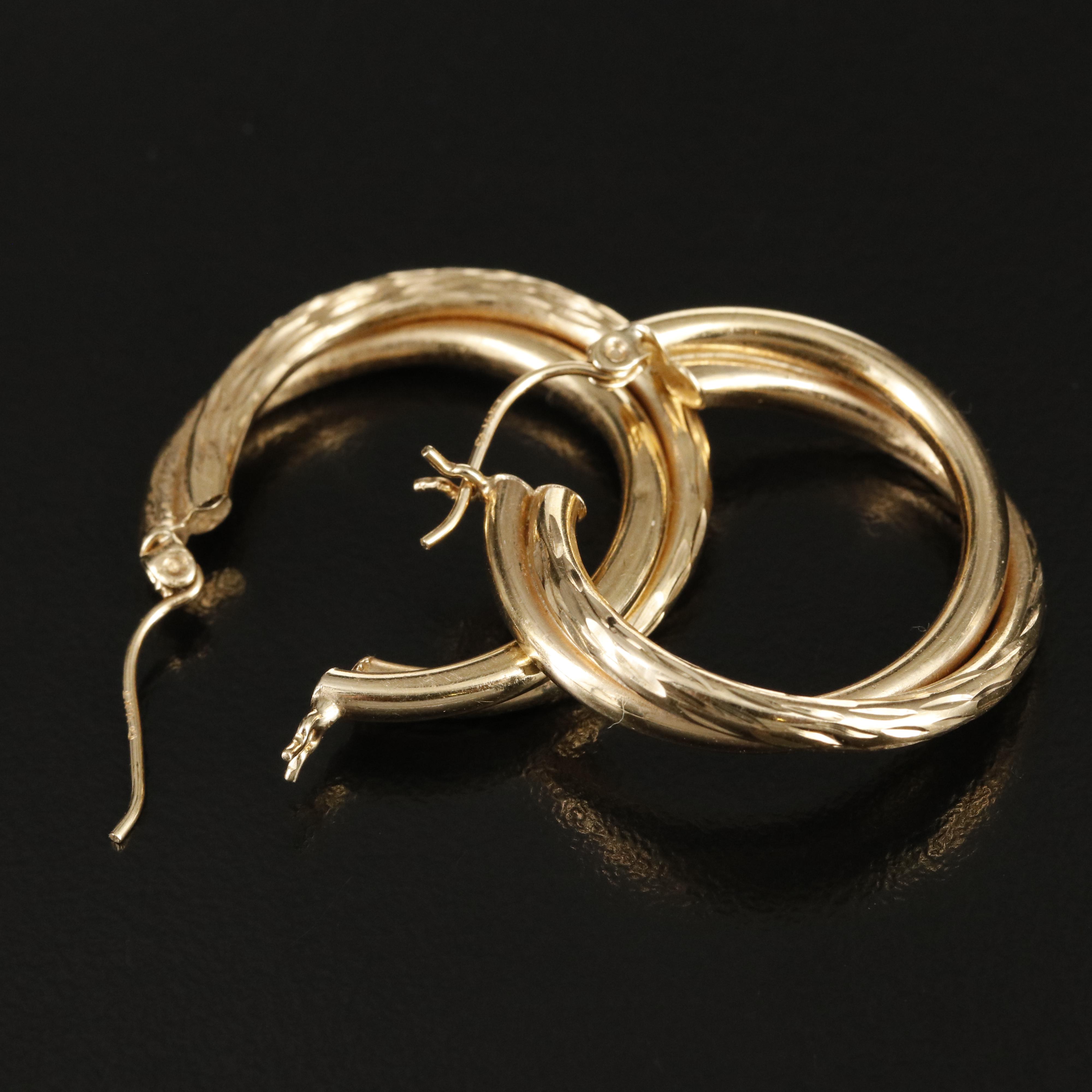 14K Crossover Double Hoop Earrings