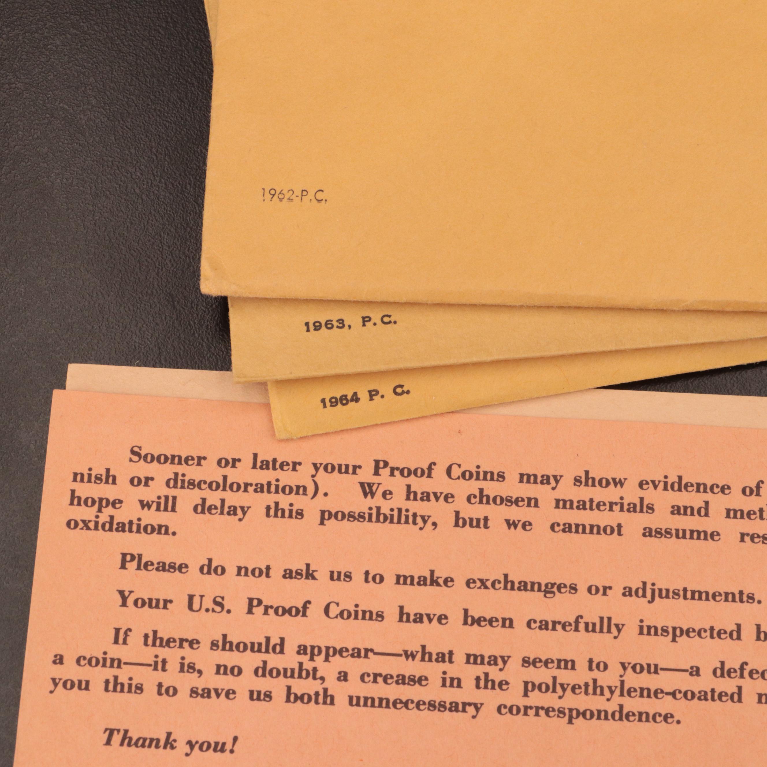 Collection of Six Early U.S. Silver Proof Sets