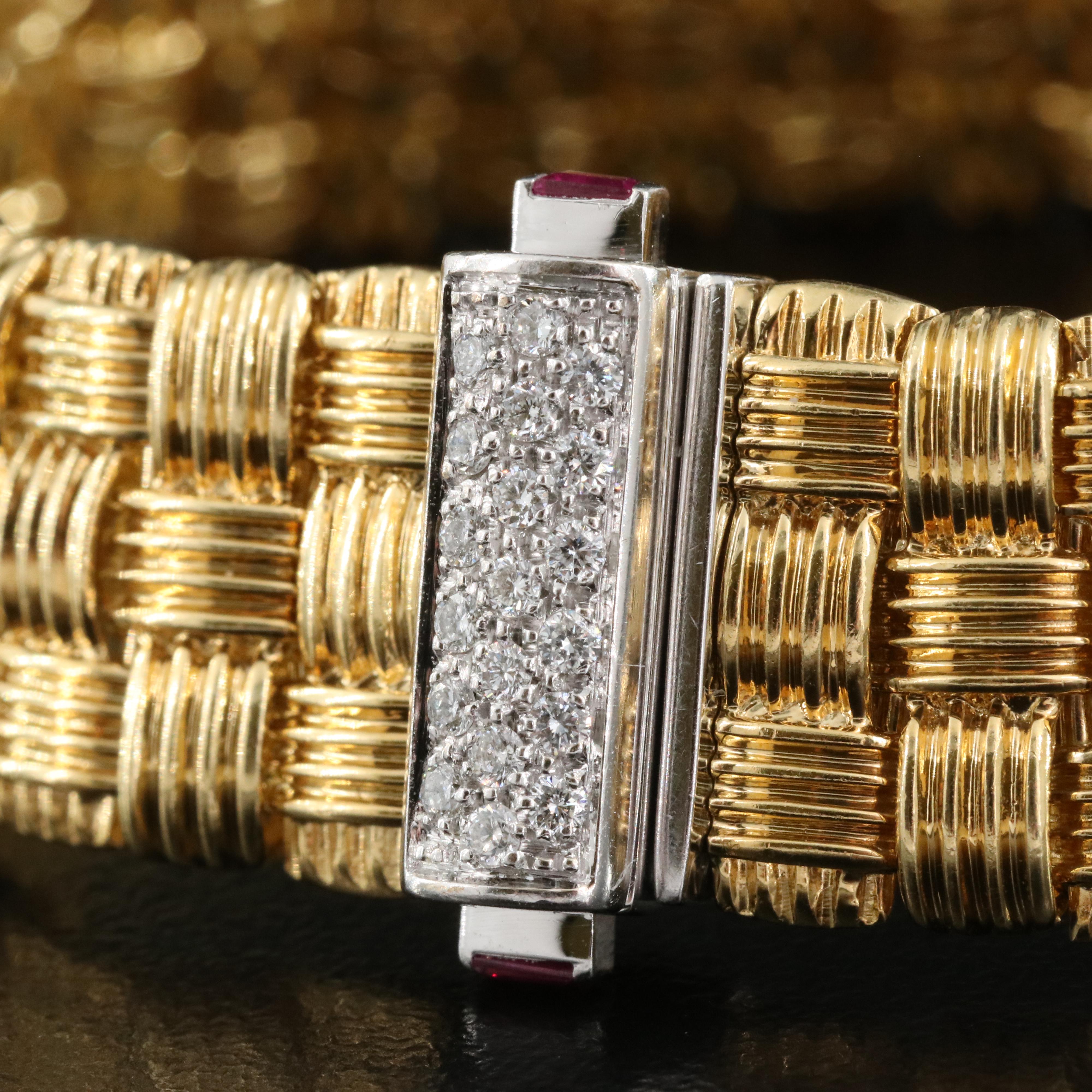 Roberto Coin "Appassionata" 18K 0.25 CTW Diamond Bracelet with Ruby Accents