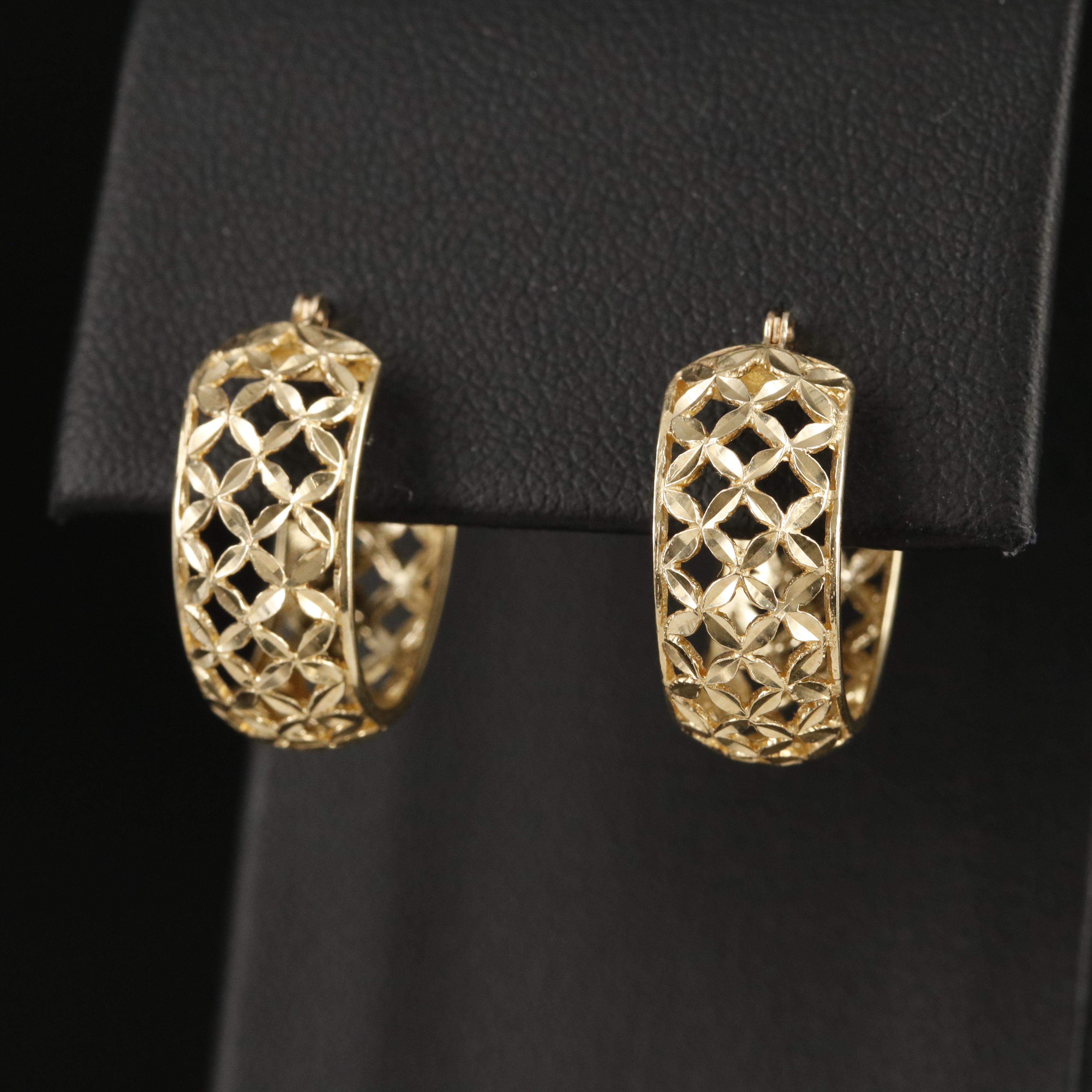 14K Lattice Hoop Earrings