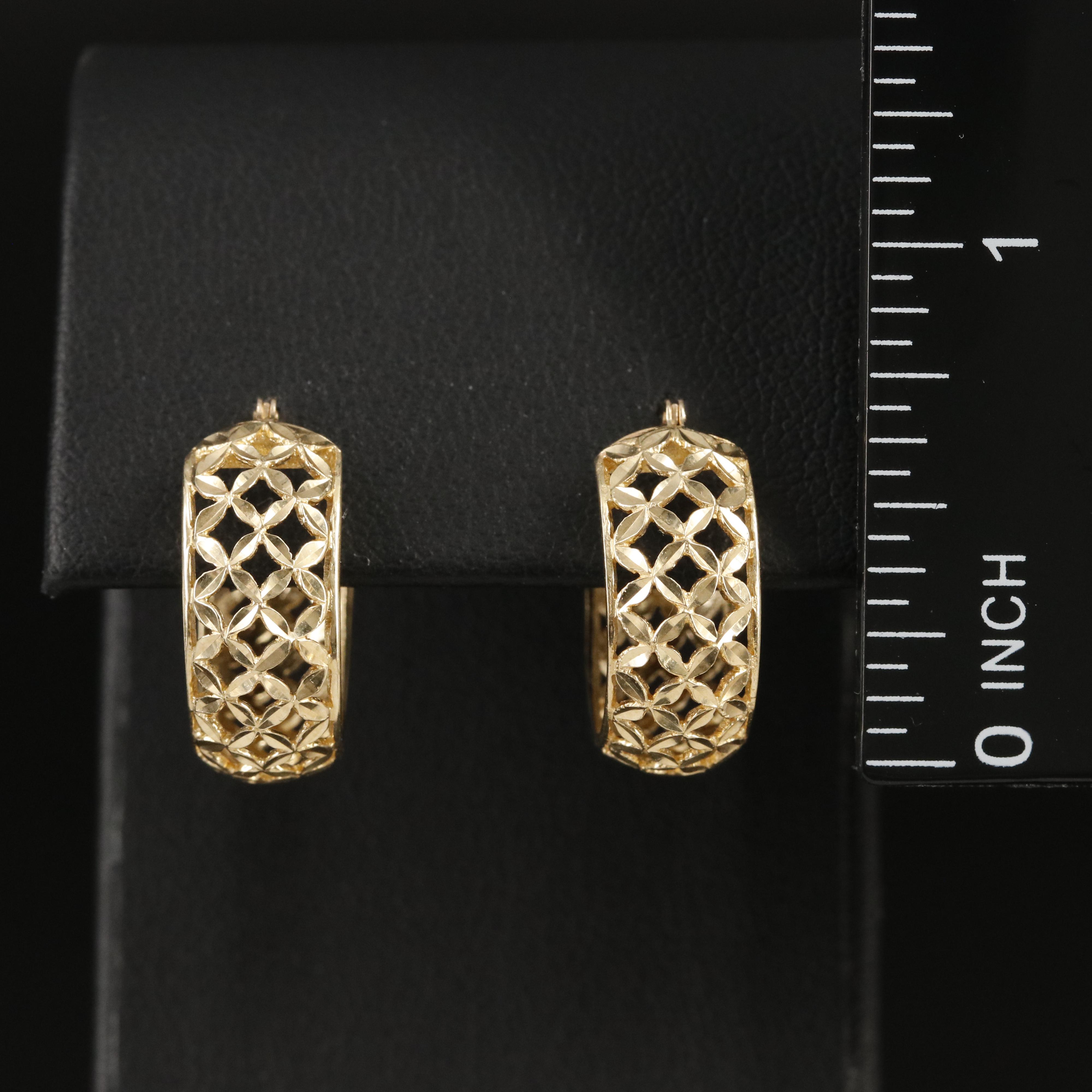 14K Lattice Hoop Earrings