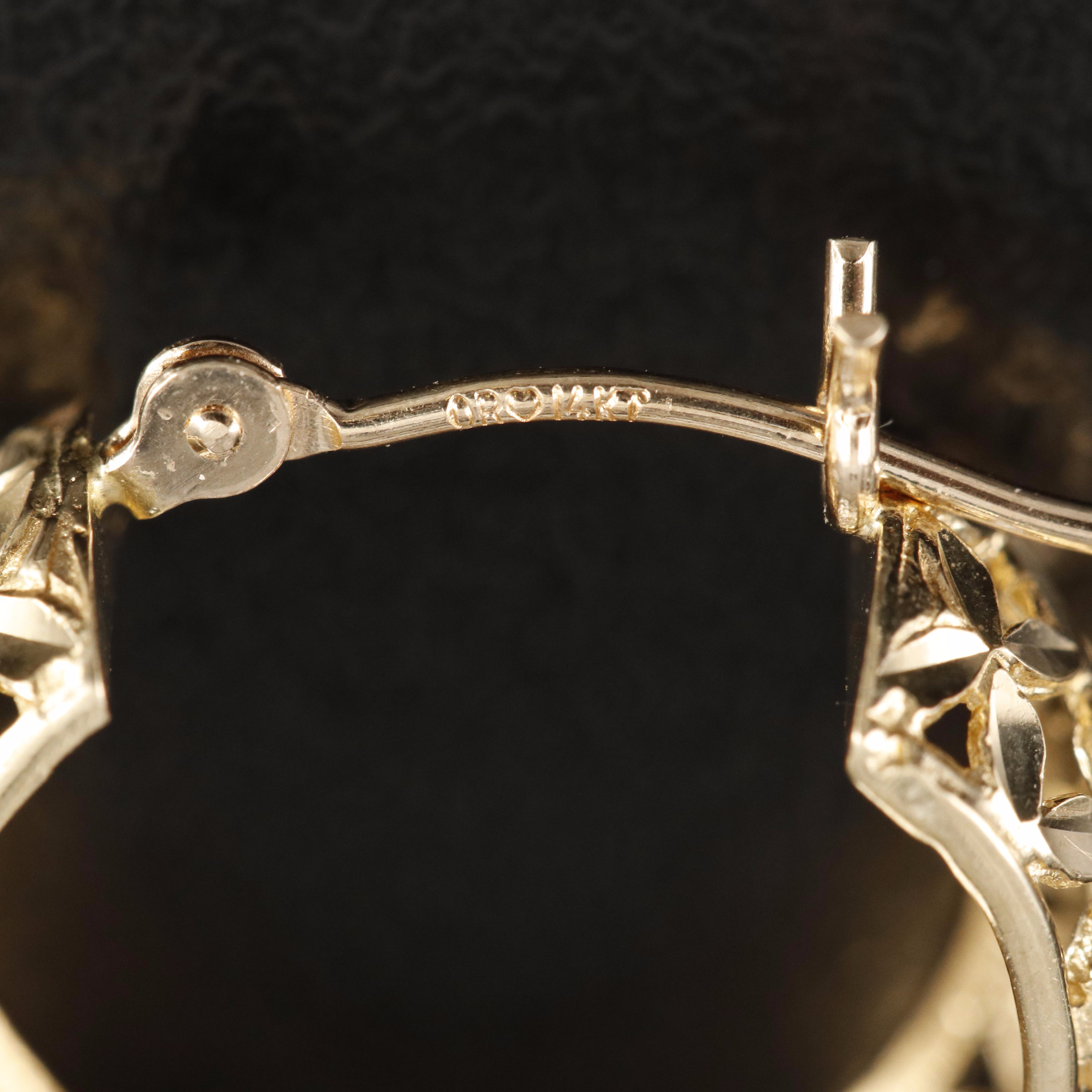 14K Lattice Hoop Earrings