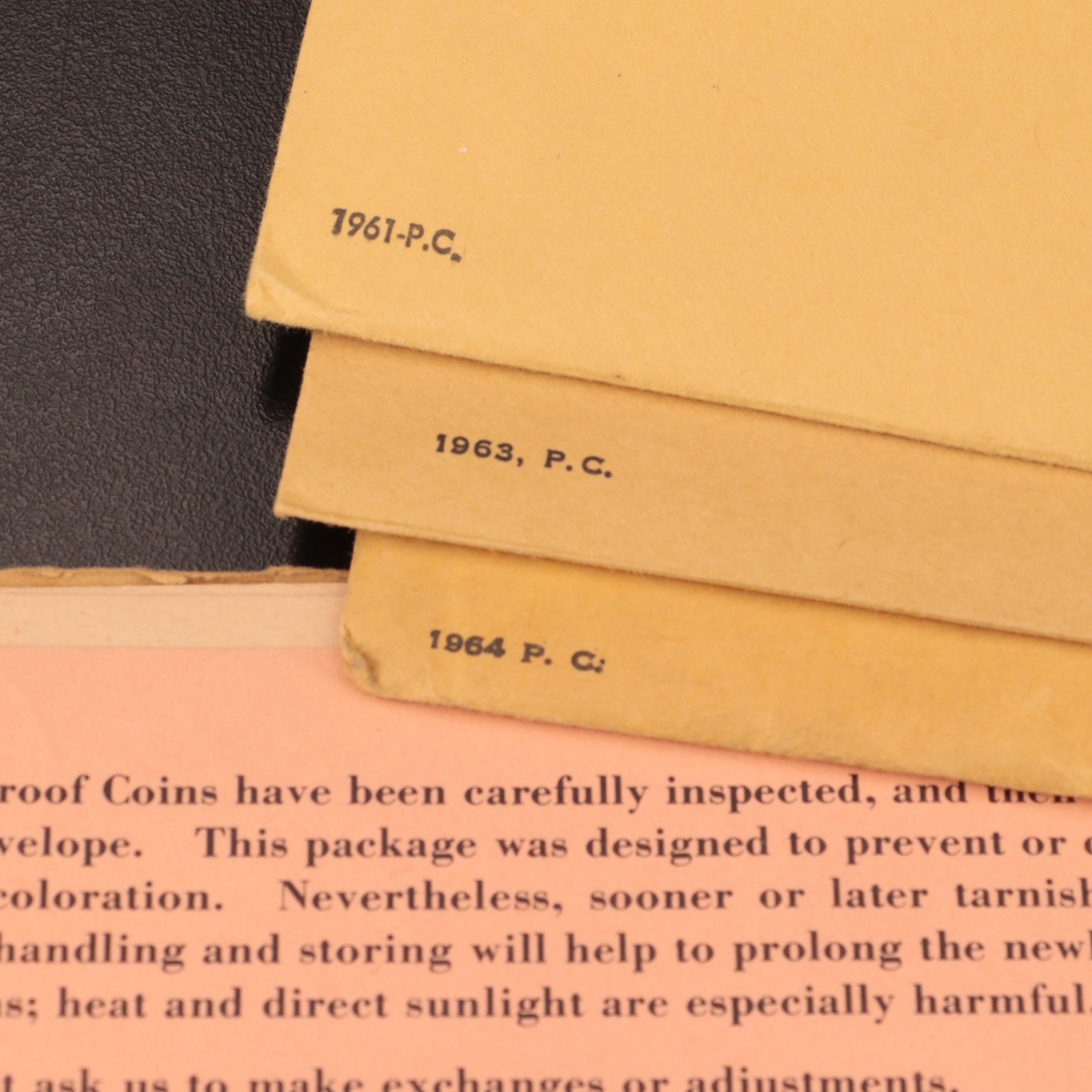 Collection of Four Early U.S. Silver Proof Sets, 1961–1964