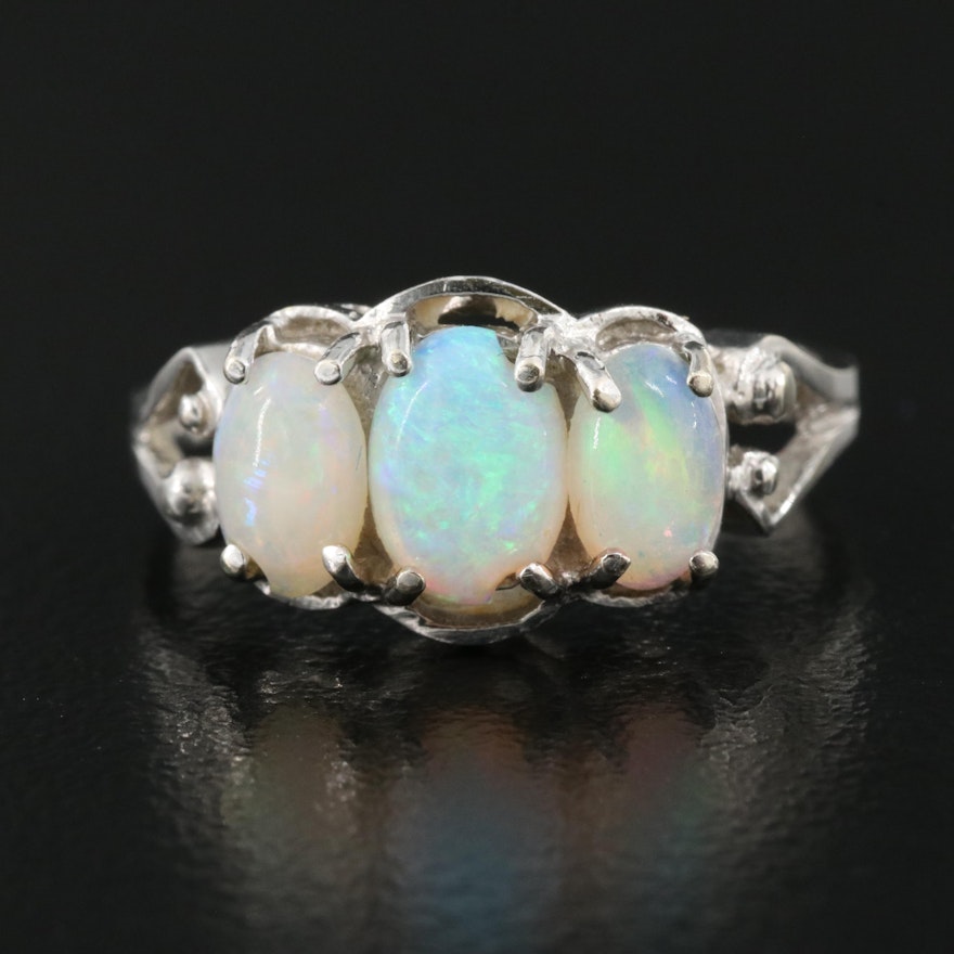 14K Opal Three Stone Ring