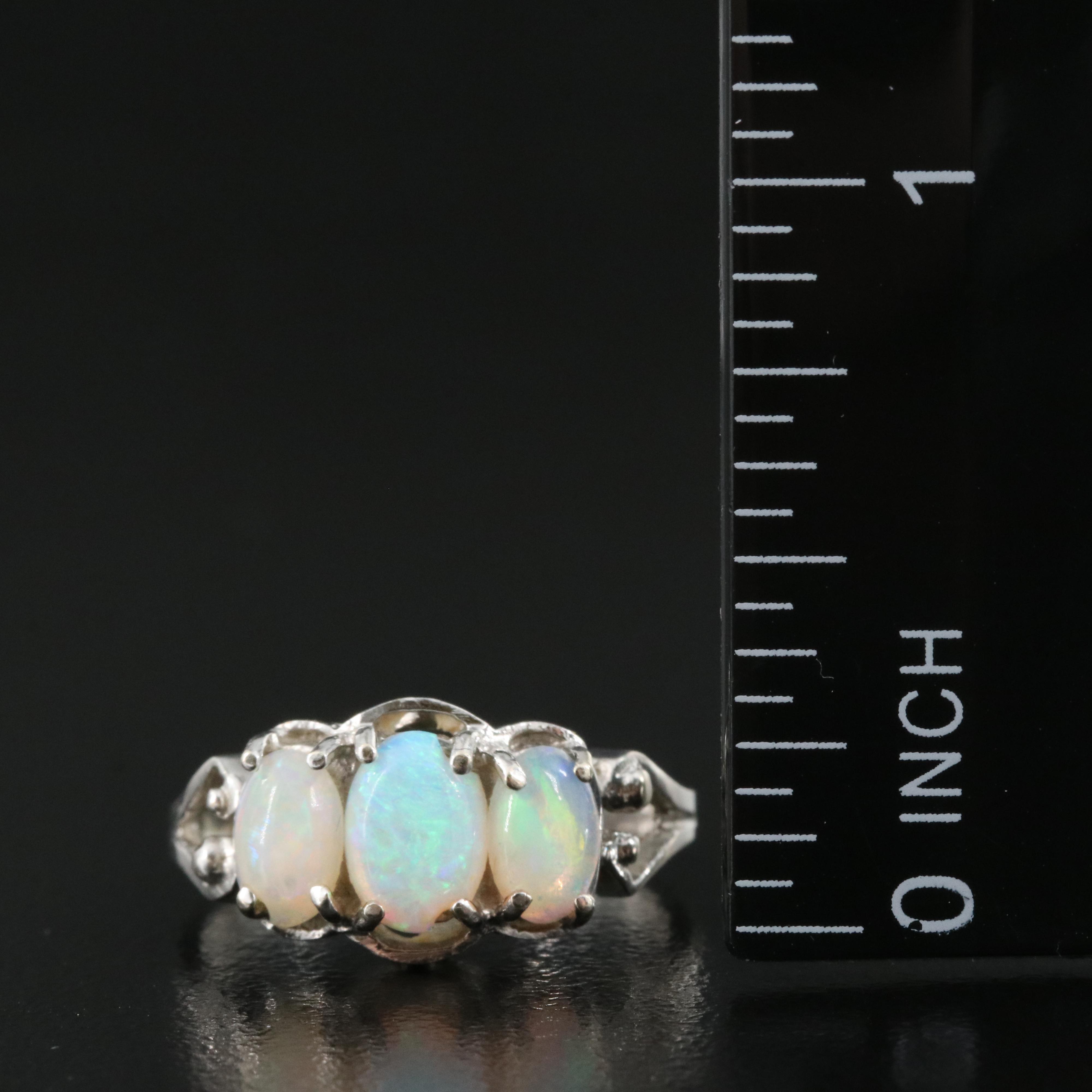14K Opal Three Stone Ring