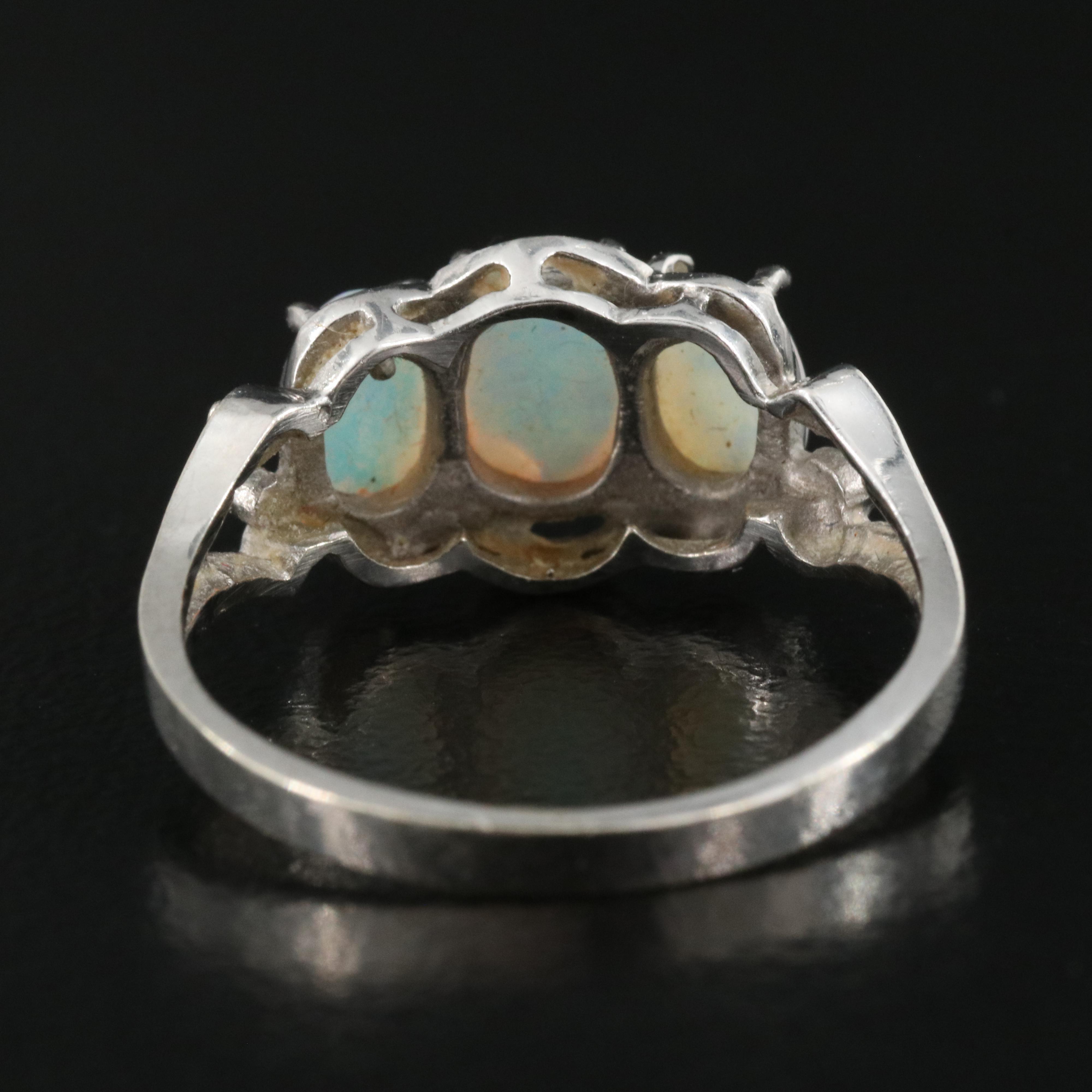 14K Opal Three Stone Ring