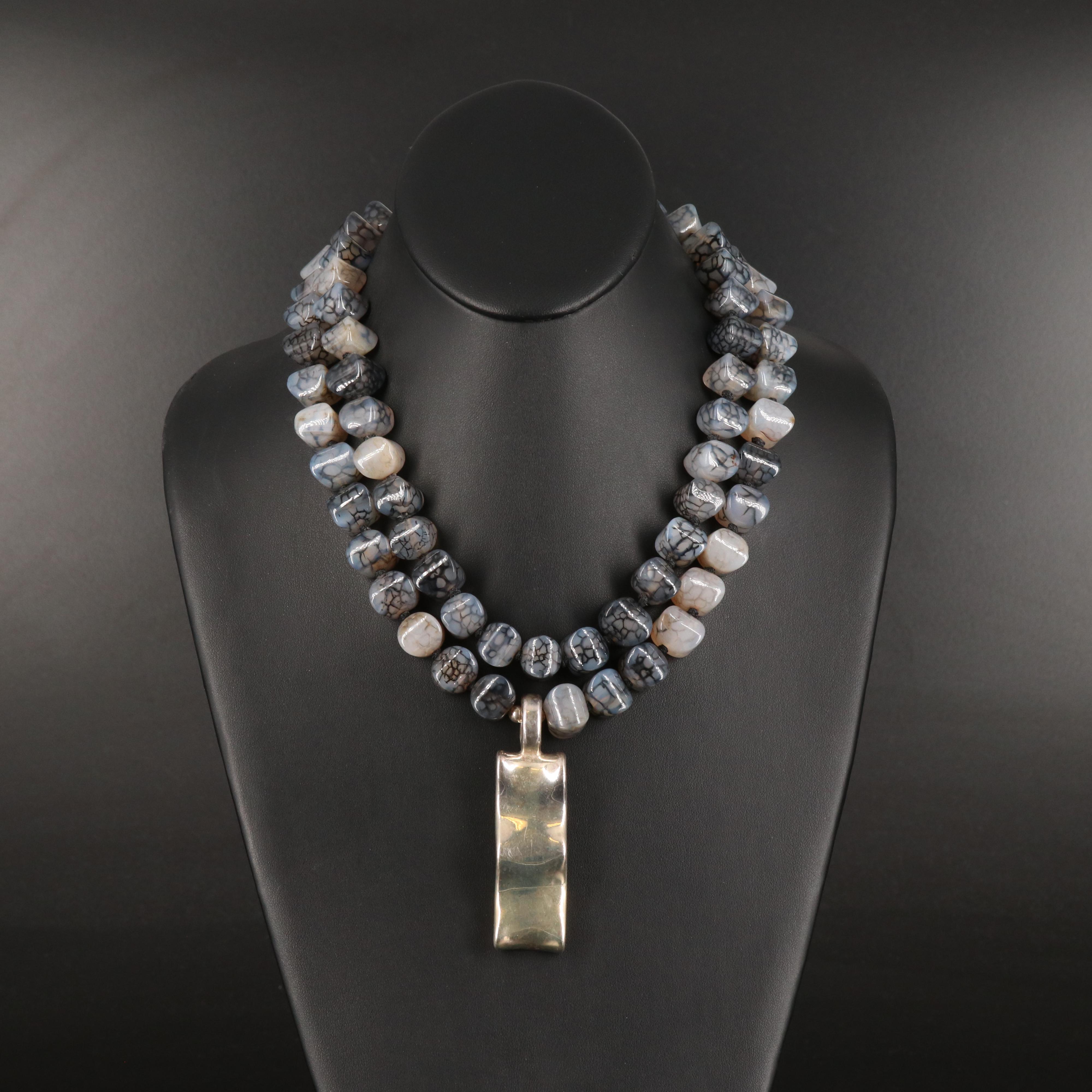 Simon Sebbag Sterling Chalcedony Double Strand Necklace