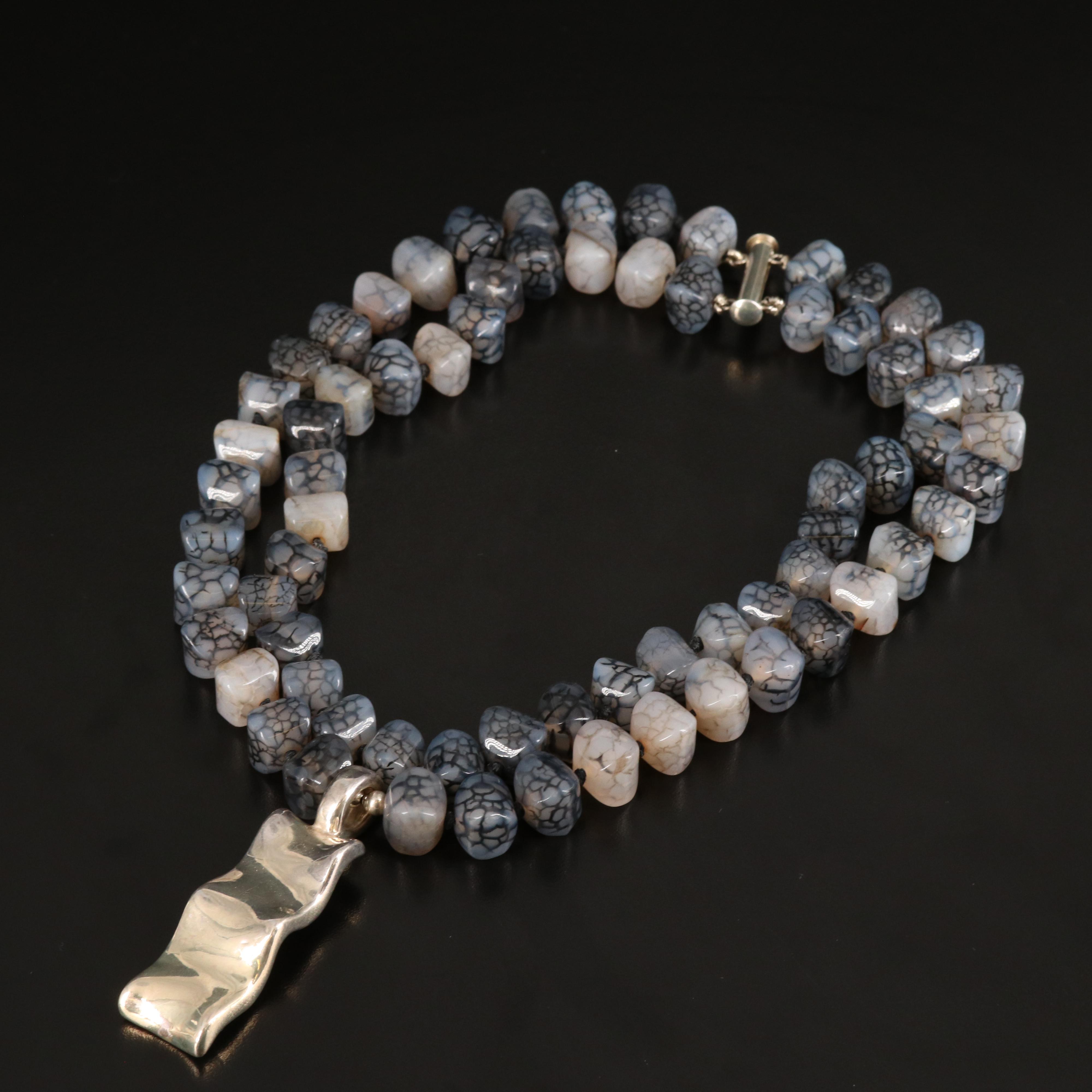 Simon Sebbag Sterling Chalcedony Double Strand Necklace