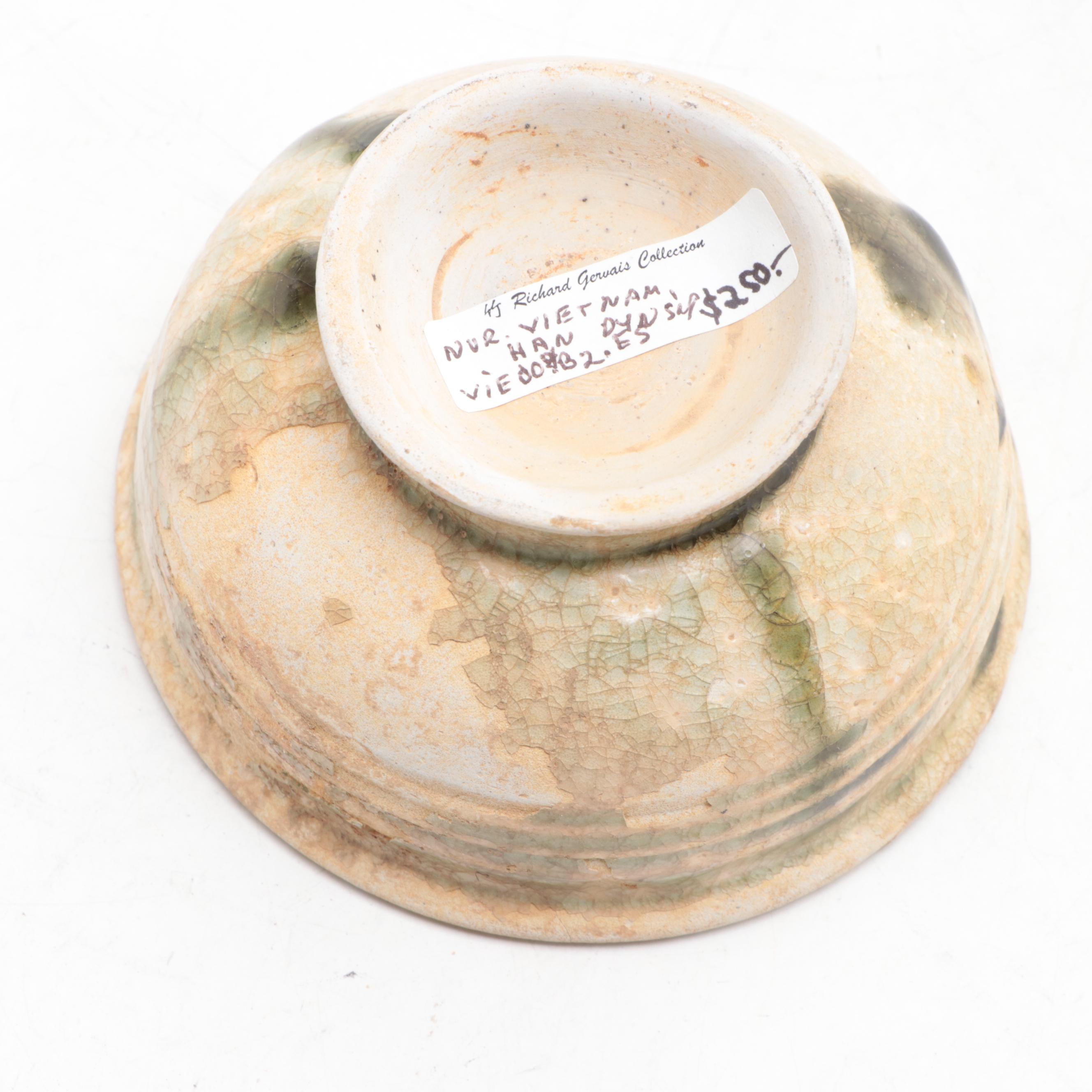 North Vietnamese Glazed Earthenware Bowl, Probably Han Dynasty