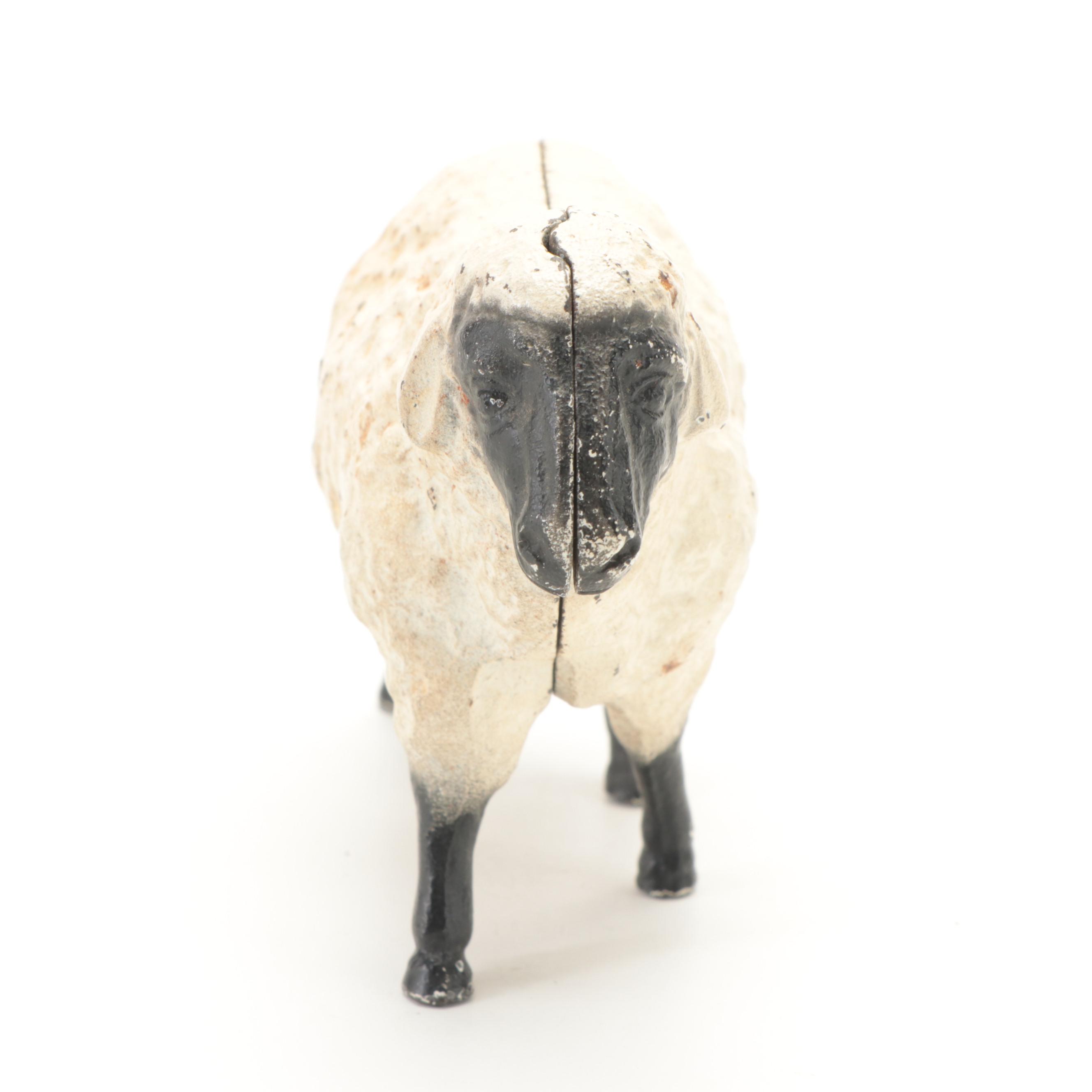 John Wright Style Cast Iron Sheep Coin Bank