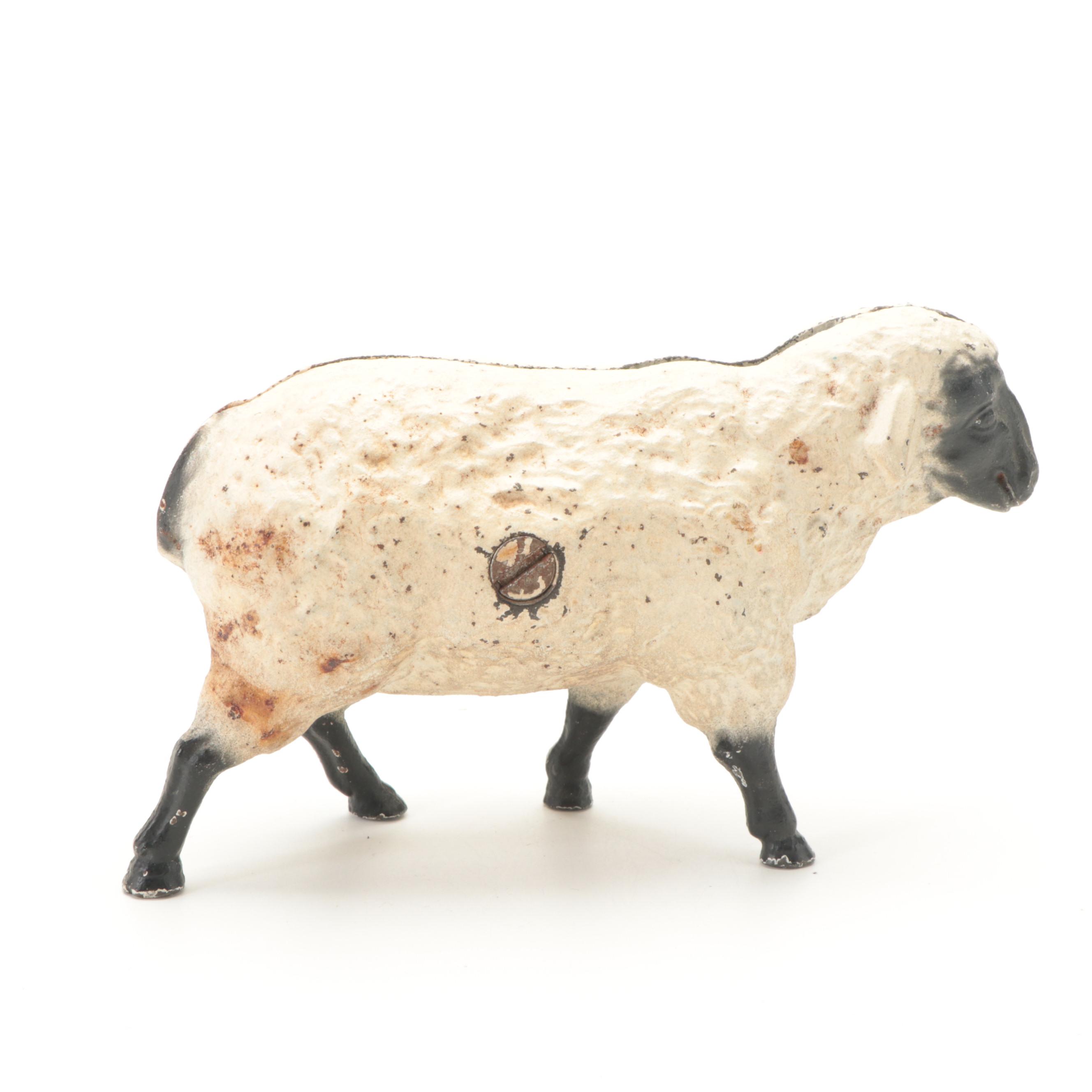 John Wright Style Cast Iron Sheep Coin Bank