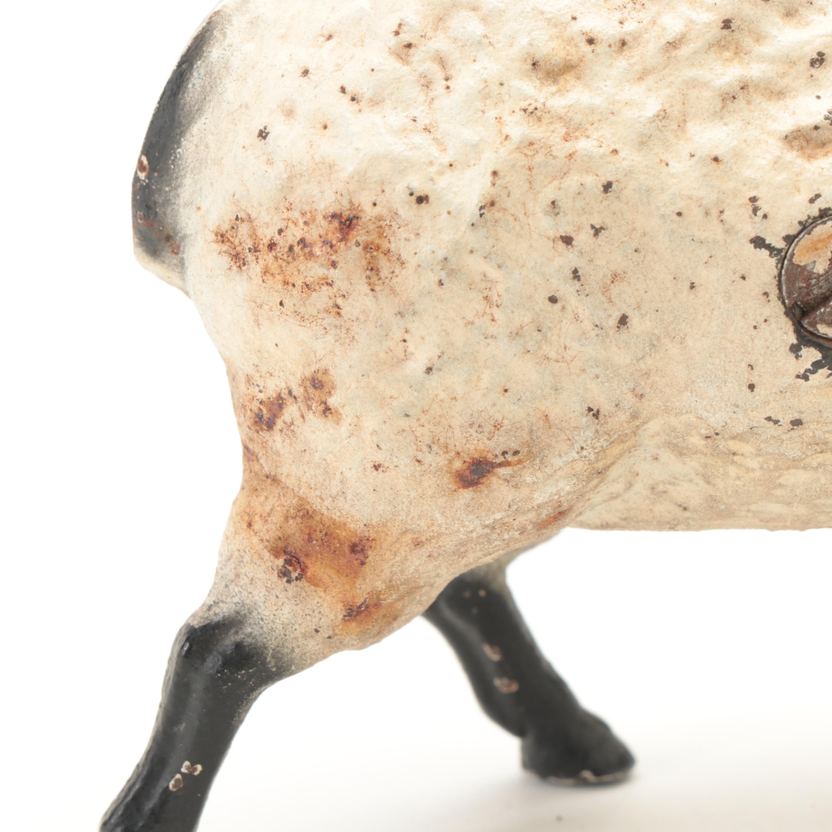 John Wright Style Cast Iron Sheep Coin Bank