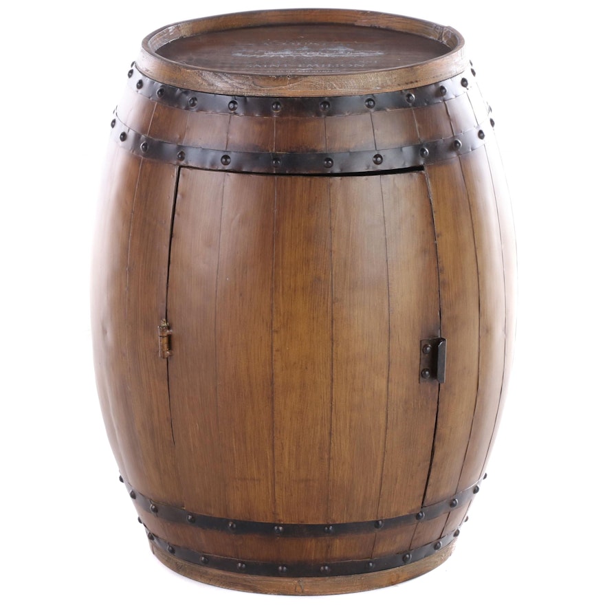 "Chateau La Couspaude" Wood and Faux-Bois Barrel-Form Wine Cabinet