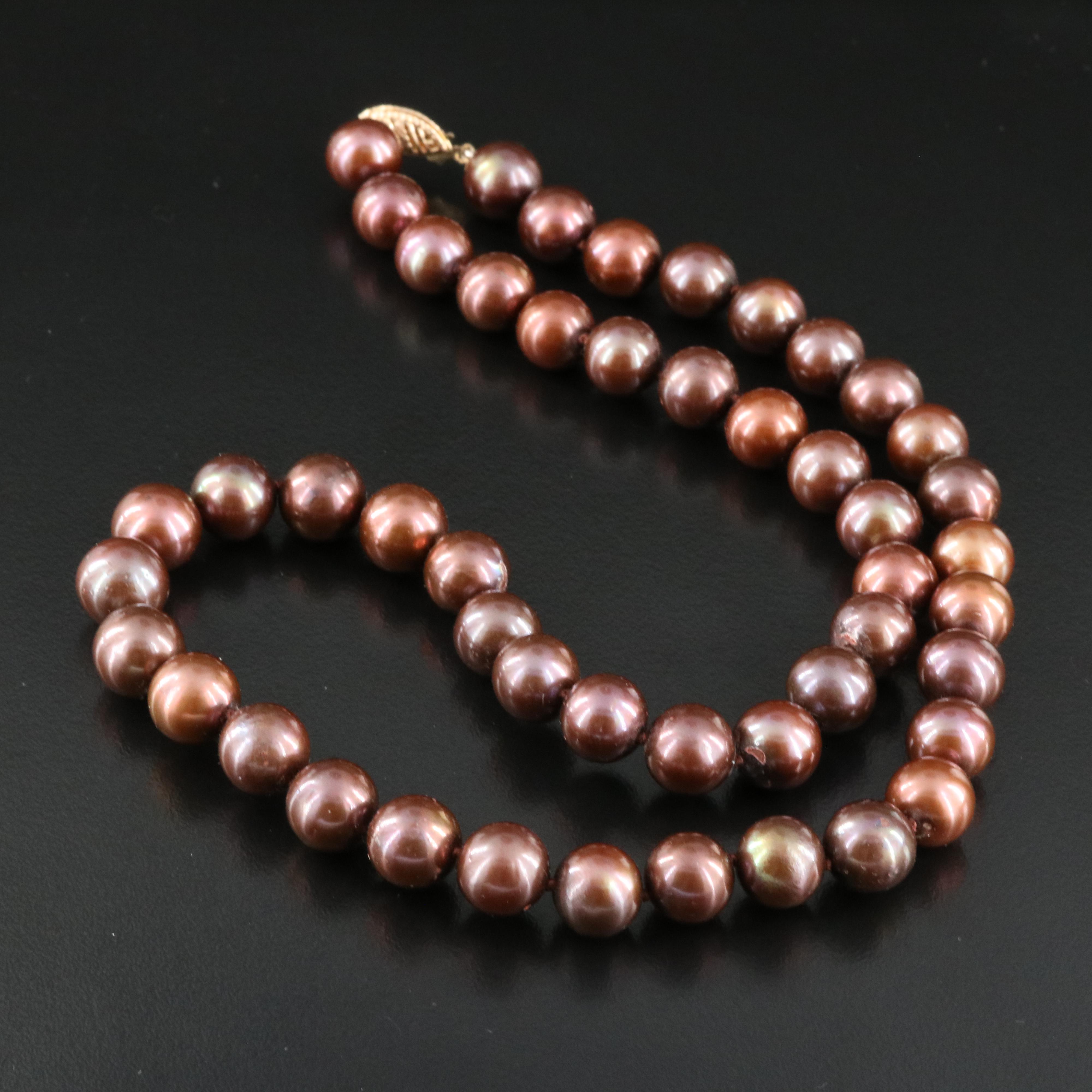 10.00 - 10.50 mm Pearl Necklace with 14K Clasp