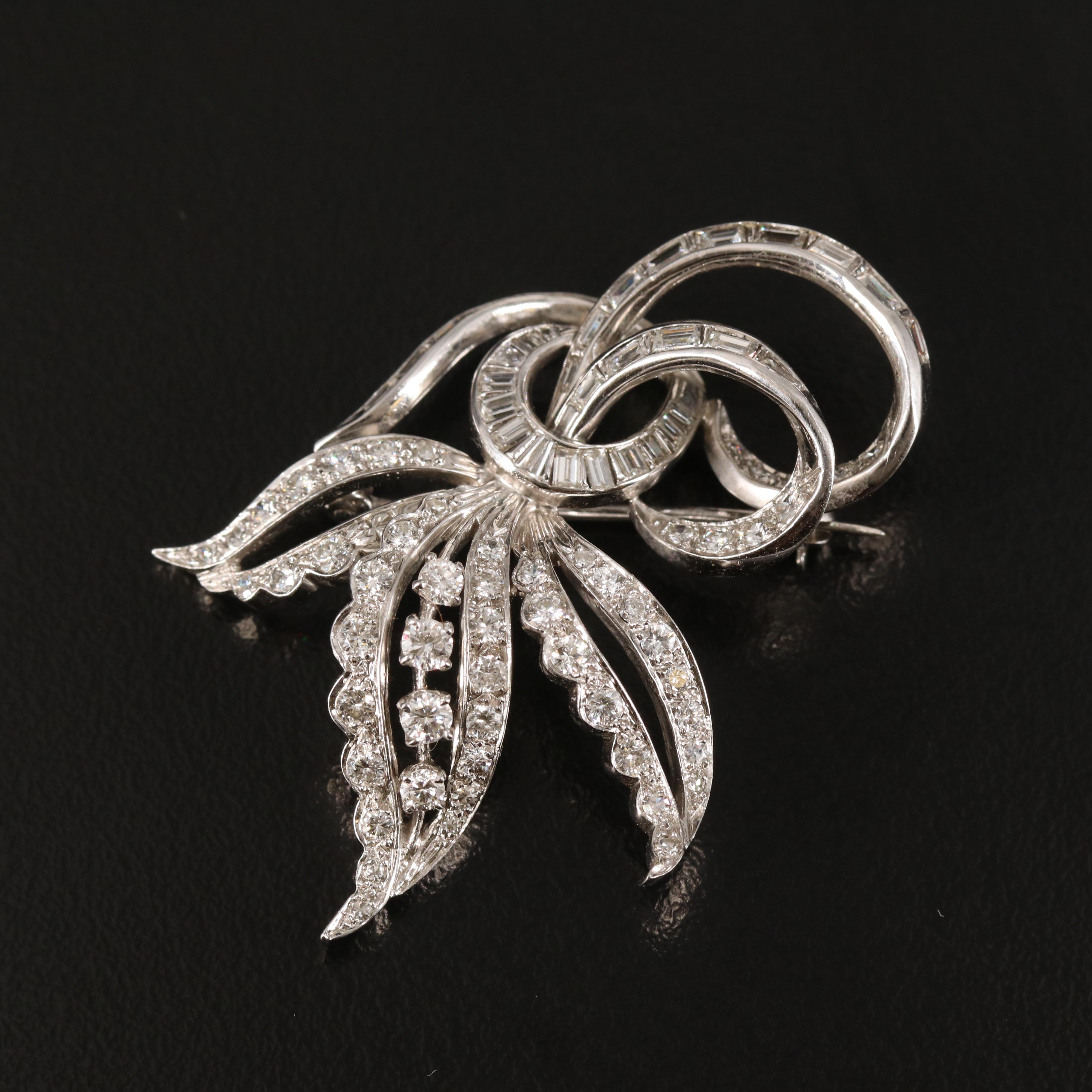 14K 2.02 CTW Diamond Spray Brooch