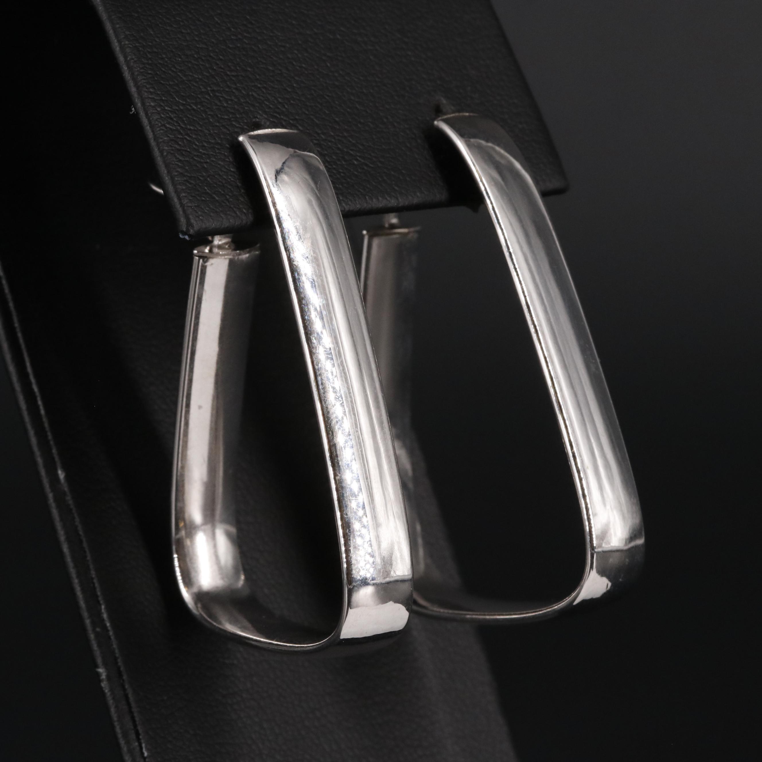 Italian 14K Triangular Hoop Earrings