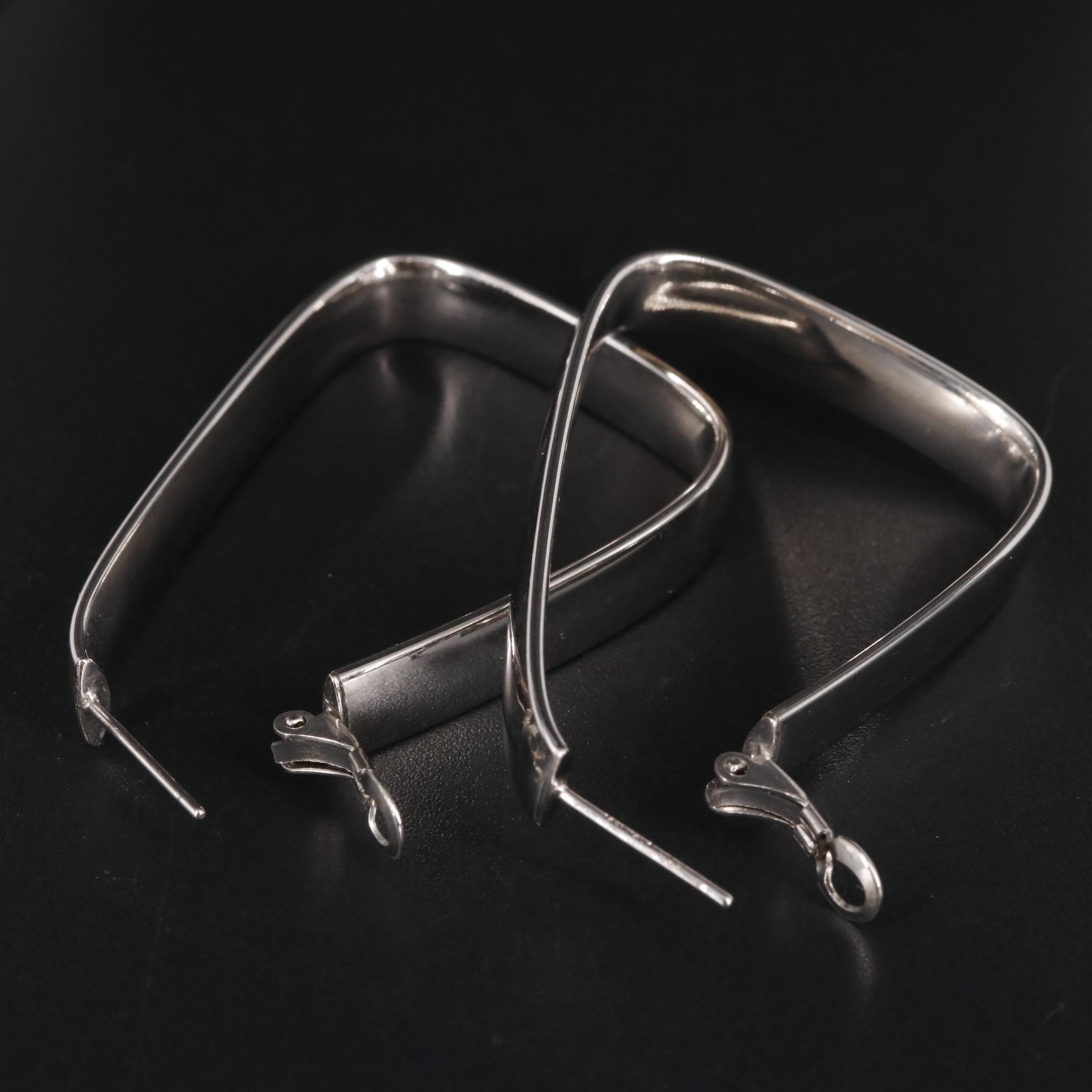 Italian 14K Triangular Hoop Earrings