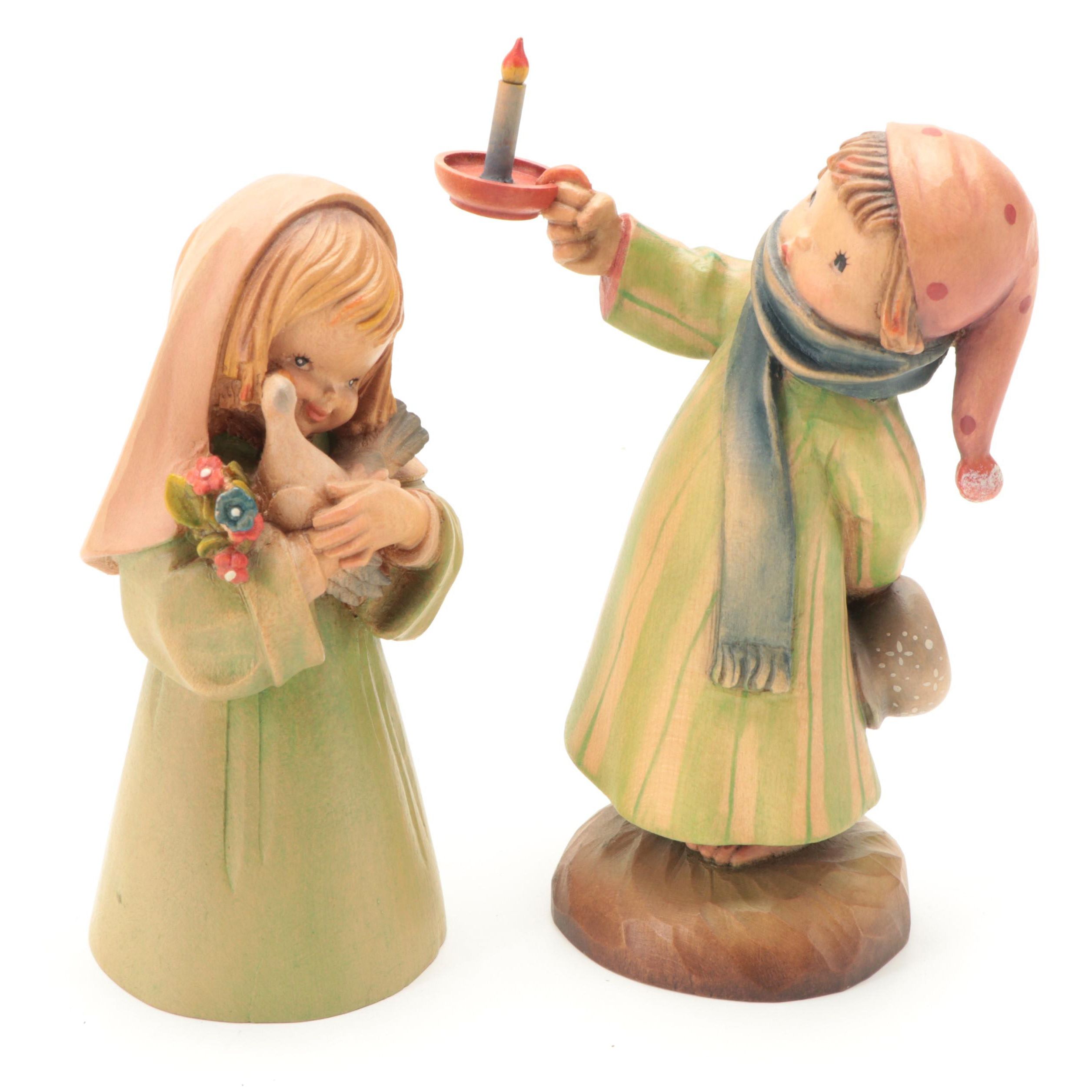 Juan Ferrandiz for ANRI Italian Carved Wood Figurines, Mid to Late 20th Century