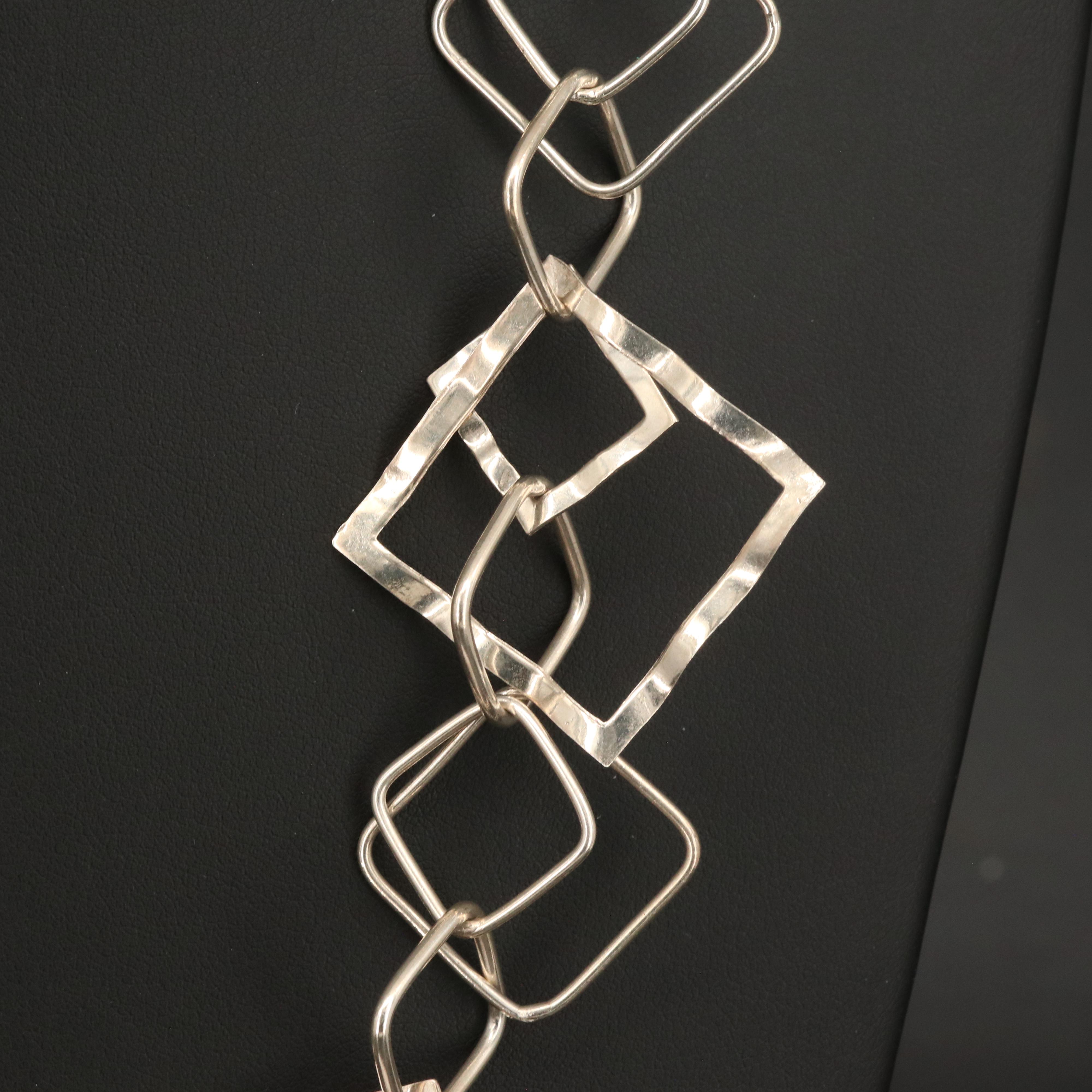 Sterling Square Link Necklace and Earrings