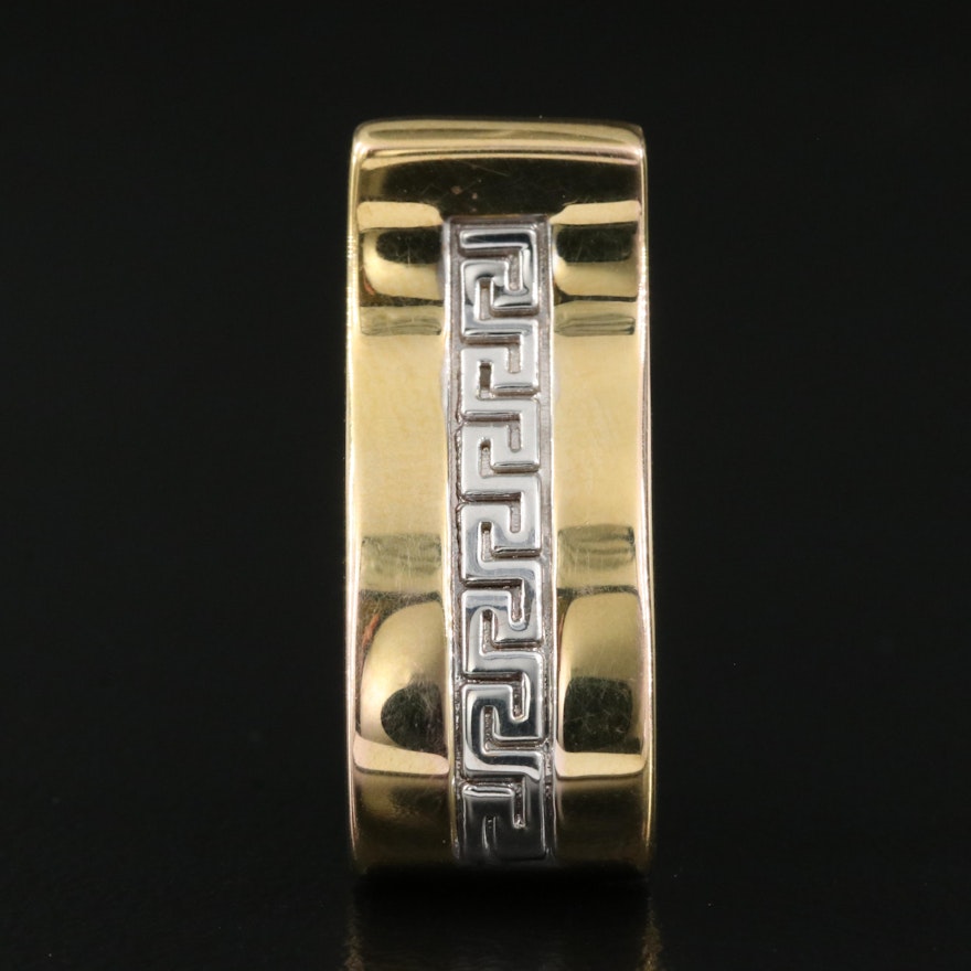 Italian 14K Two-Tone Greek Key Slide Pendant