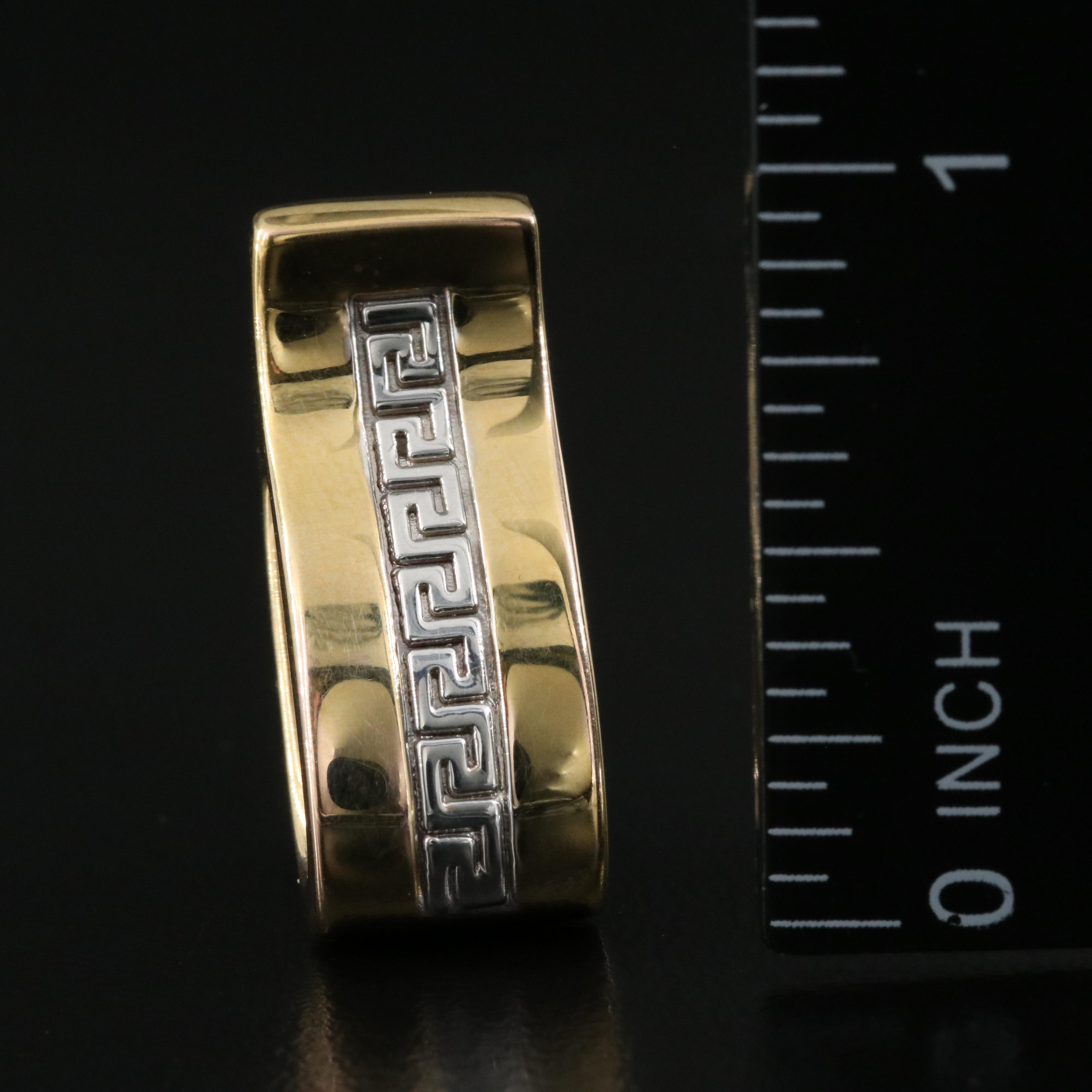 Italian 14K Two-Tone Greek Key Slide Pendant