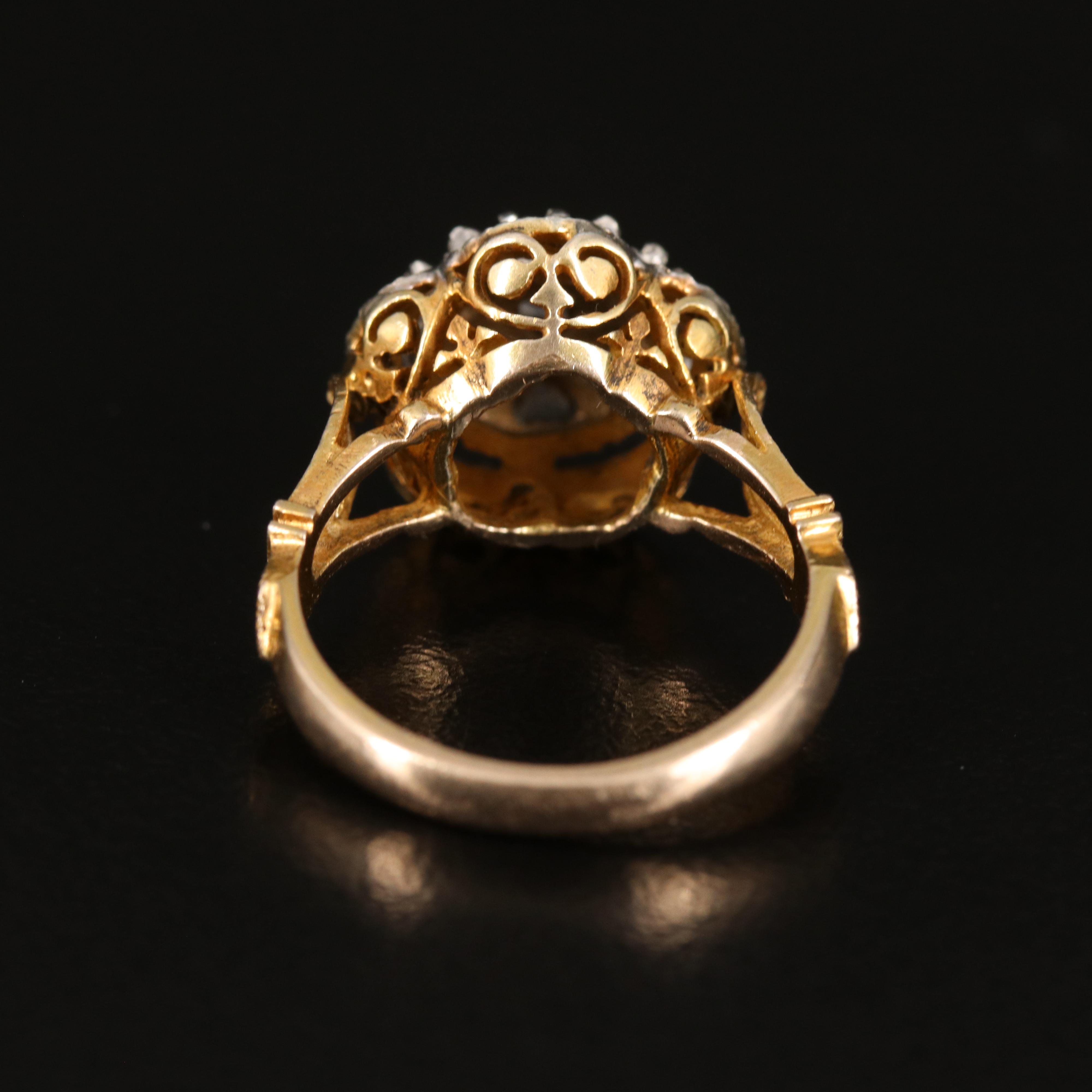 10K Diamond Floral Ring with Sterling Top