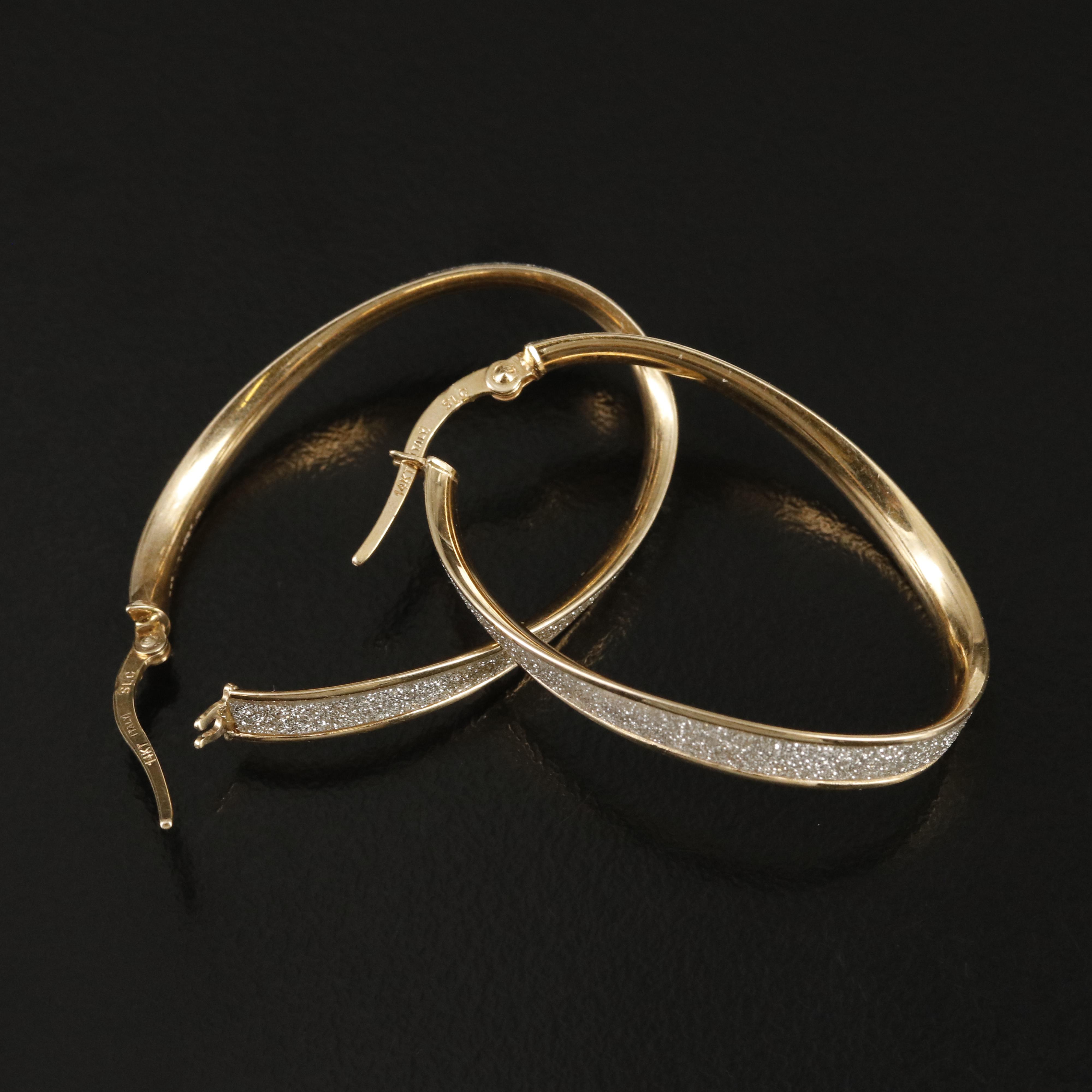 Italian 14K Oval Hoop Earrings