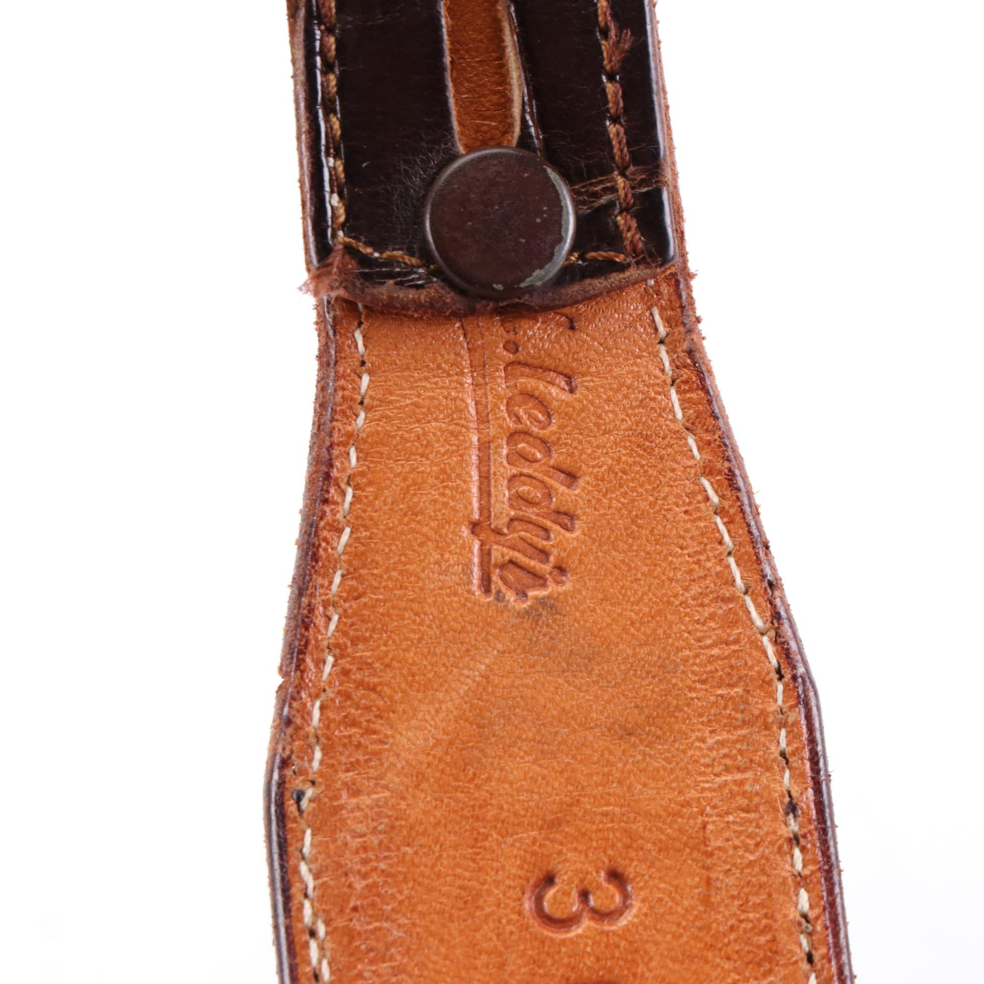 M.L. Leddy's Embossed Leather Belts with Sterling Silver Hardware